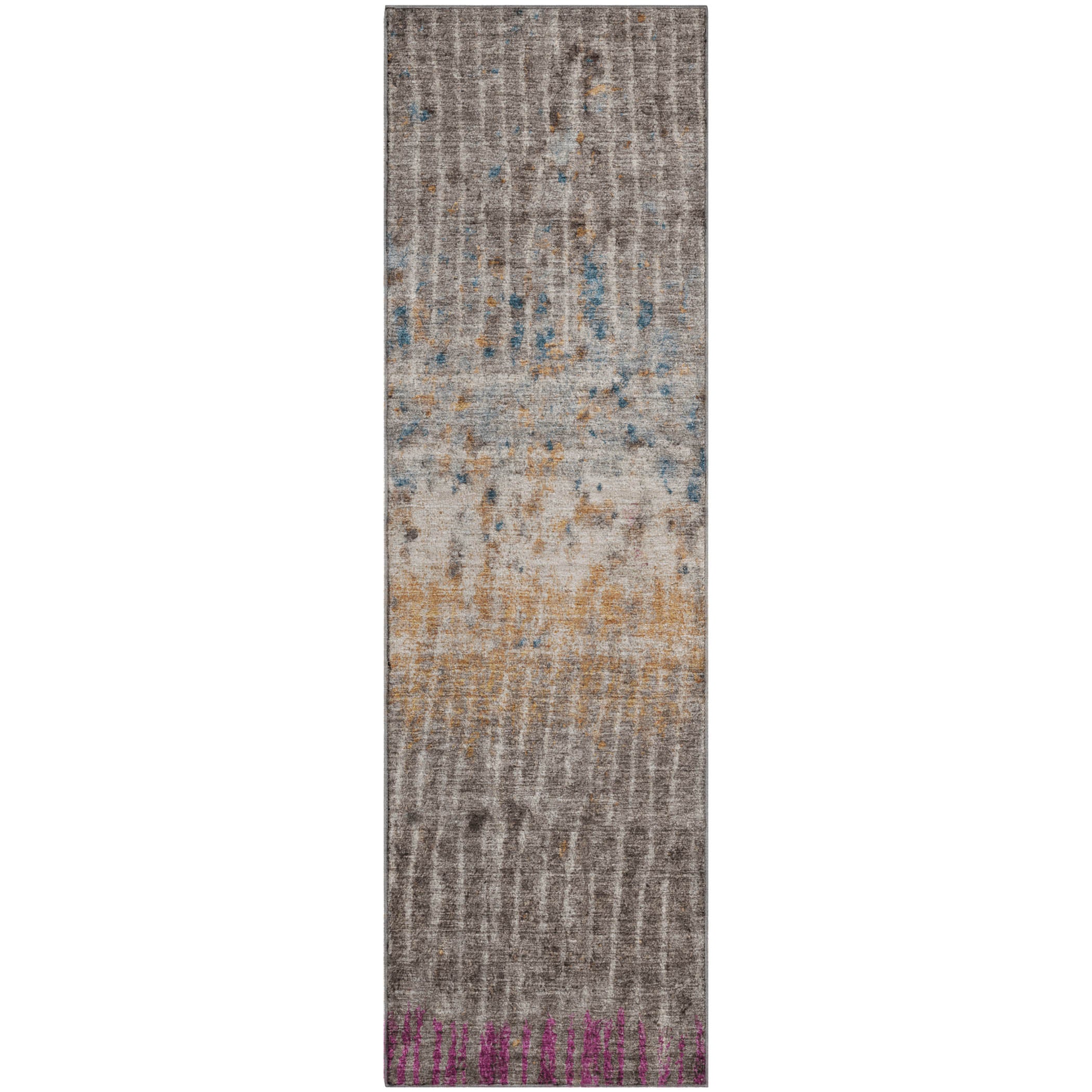 Antigua Machine Washable Transitional Taupe Brown Rug 2'3" x 7'6" #shape_Runner
