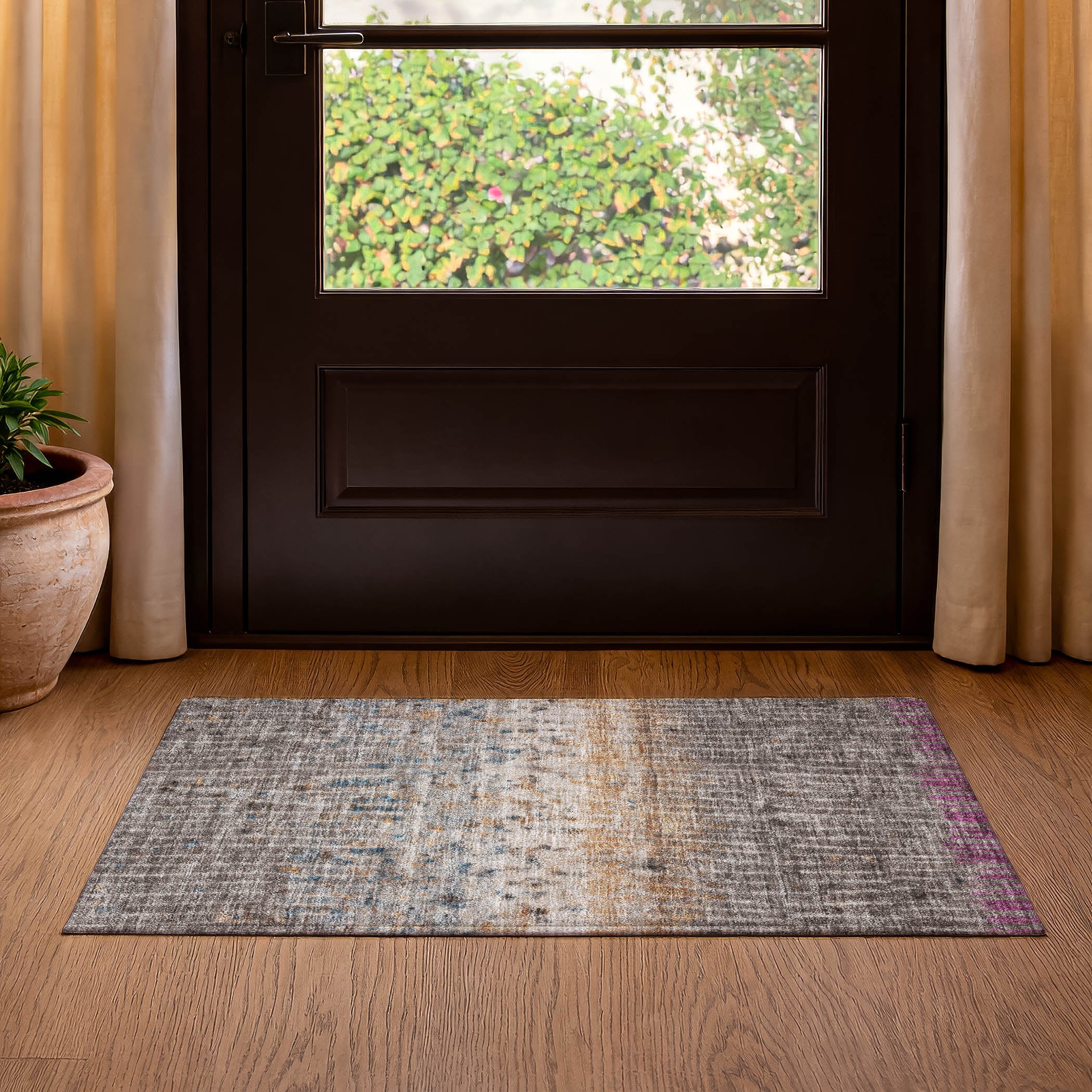 Antigua Machine Washable Transitional Taupe Brown Rug 1'8" x 2'6" #shape_Rectangle