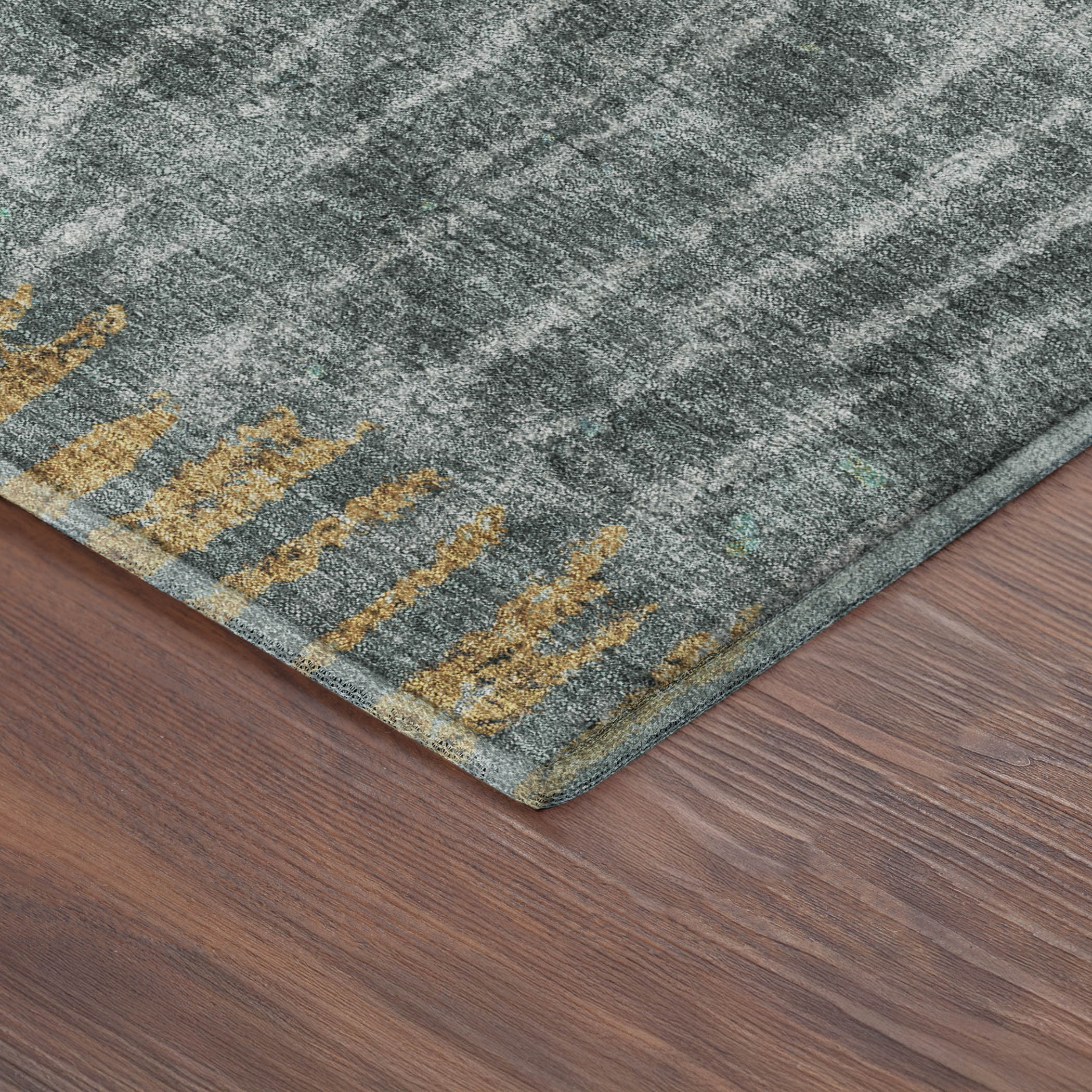 Antigua Machine Washable Transitional Teal Rug 1'8" x 2'6" #shape_Rectangle