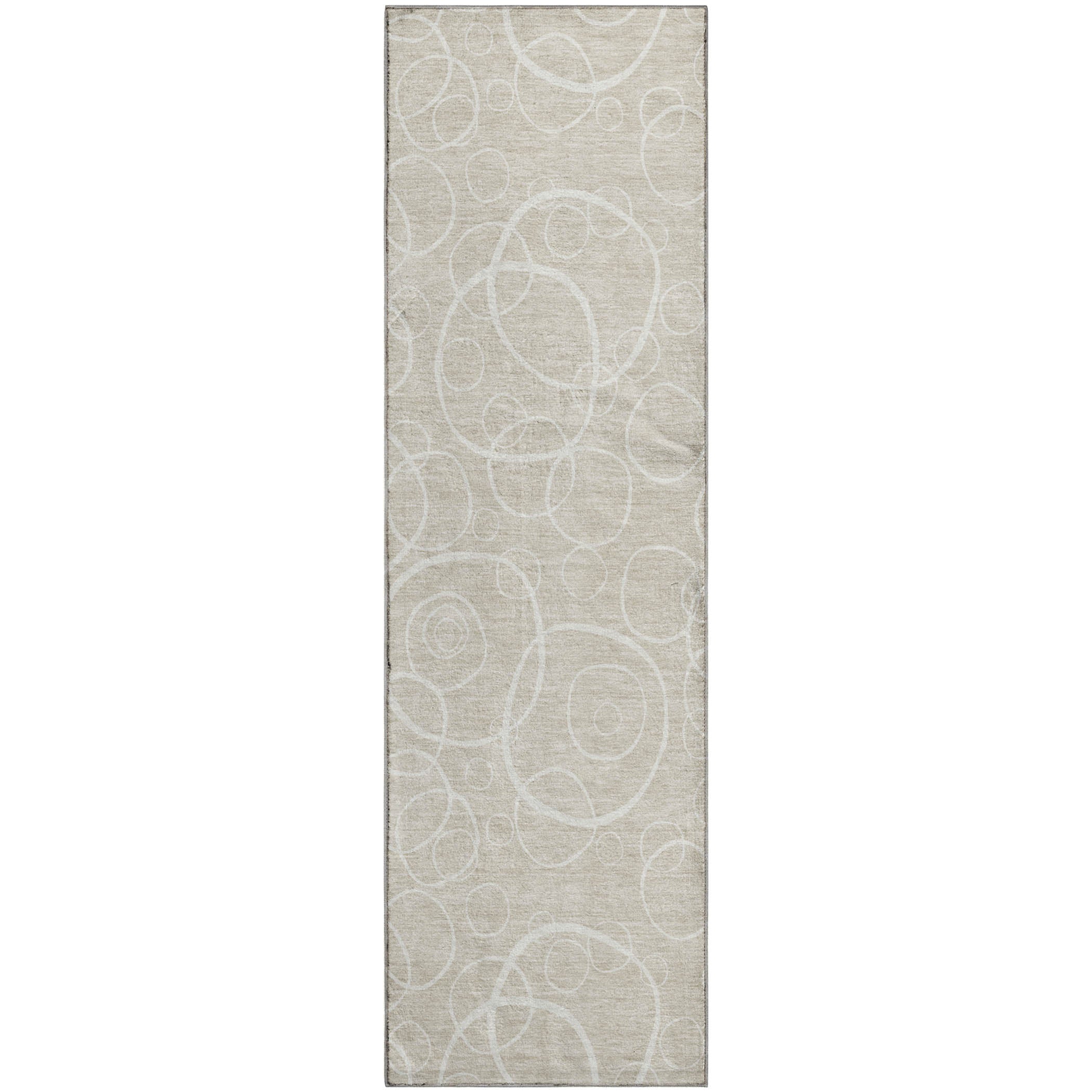 Cusco Machine Washable Transitional Beige Brown Rug 2'3" x 7'6" #shape_Runner