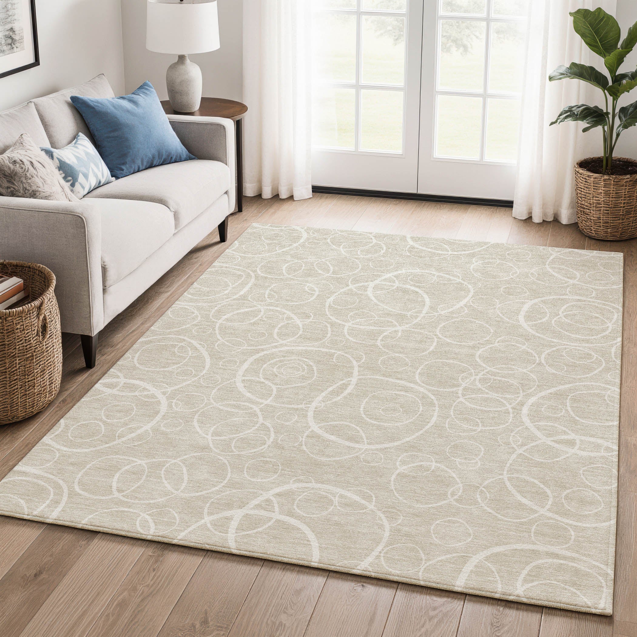 Cusco Machine Washable Transitional Beige Brown Rug 3' x 5' #shape_Rectangle