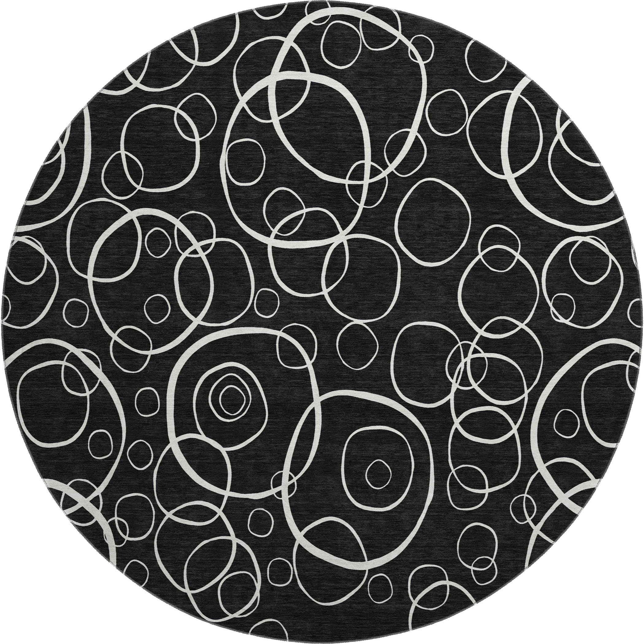 Cusco Machine Washable Transitional Black Rug 8' x 8' #shape_Round