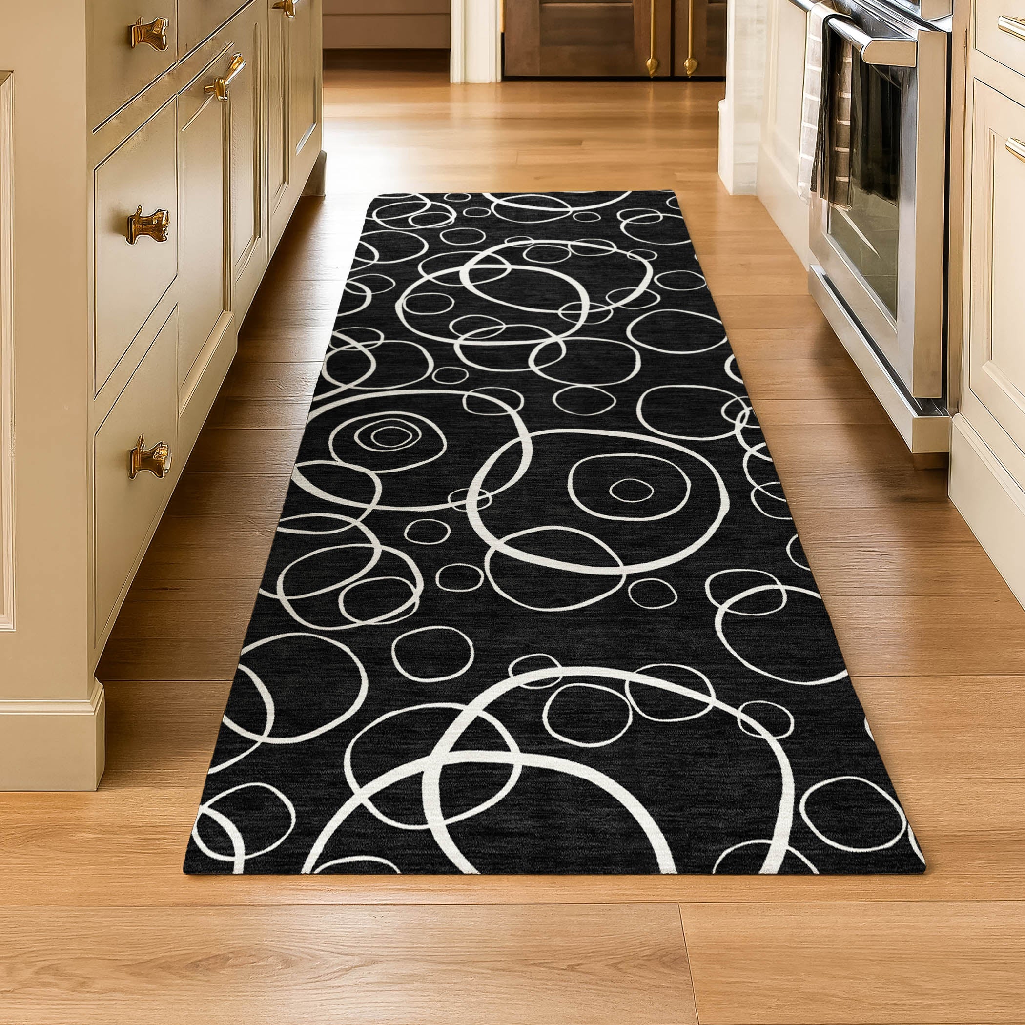 Cusco Machine Washable Transitional Black Rug 2'3" x 7'6" #shape_Runner