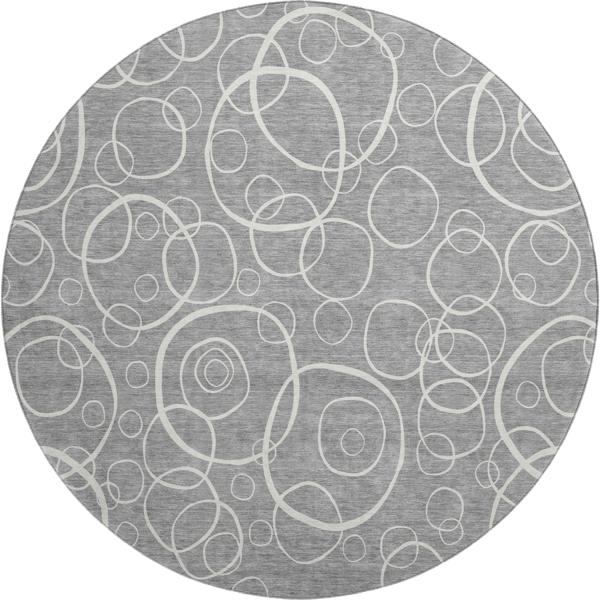 Cusco Machine Washable Transitional Gray Rug 8' x 8' #shape_Round