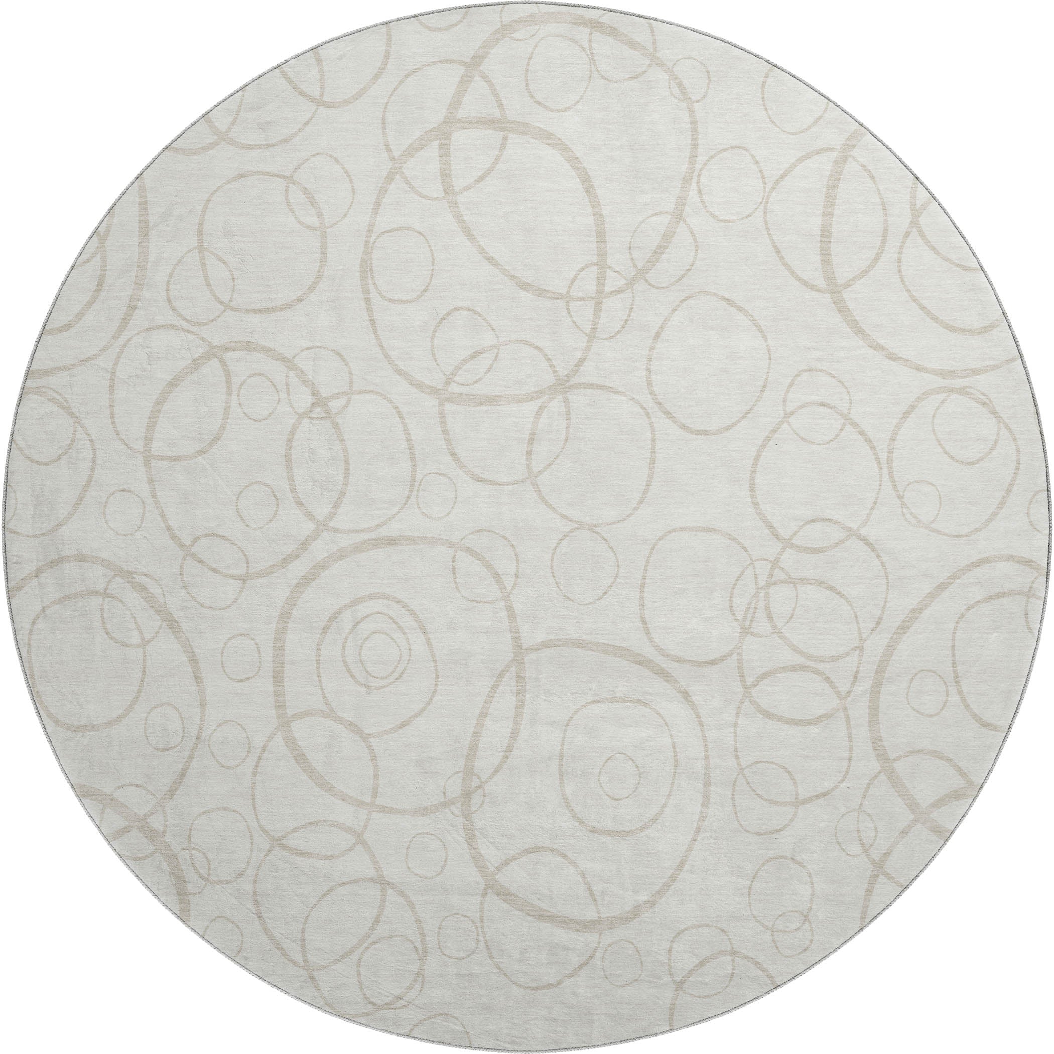 Cusco Machine Washable Transitional Ivory Rug 8' x 8' #shape_Round