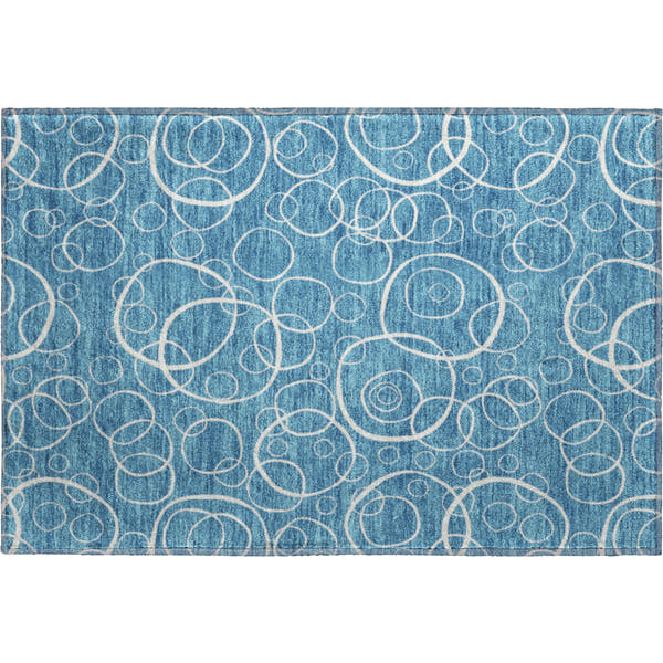 Cusco Machine Washable Transitional Teal Rug 1'8" x 2'6"