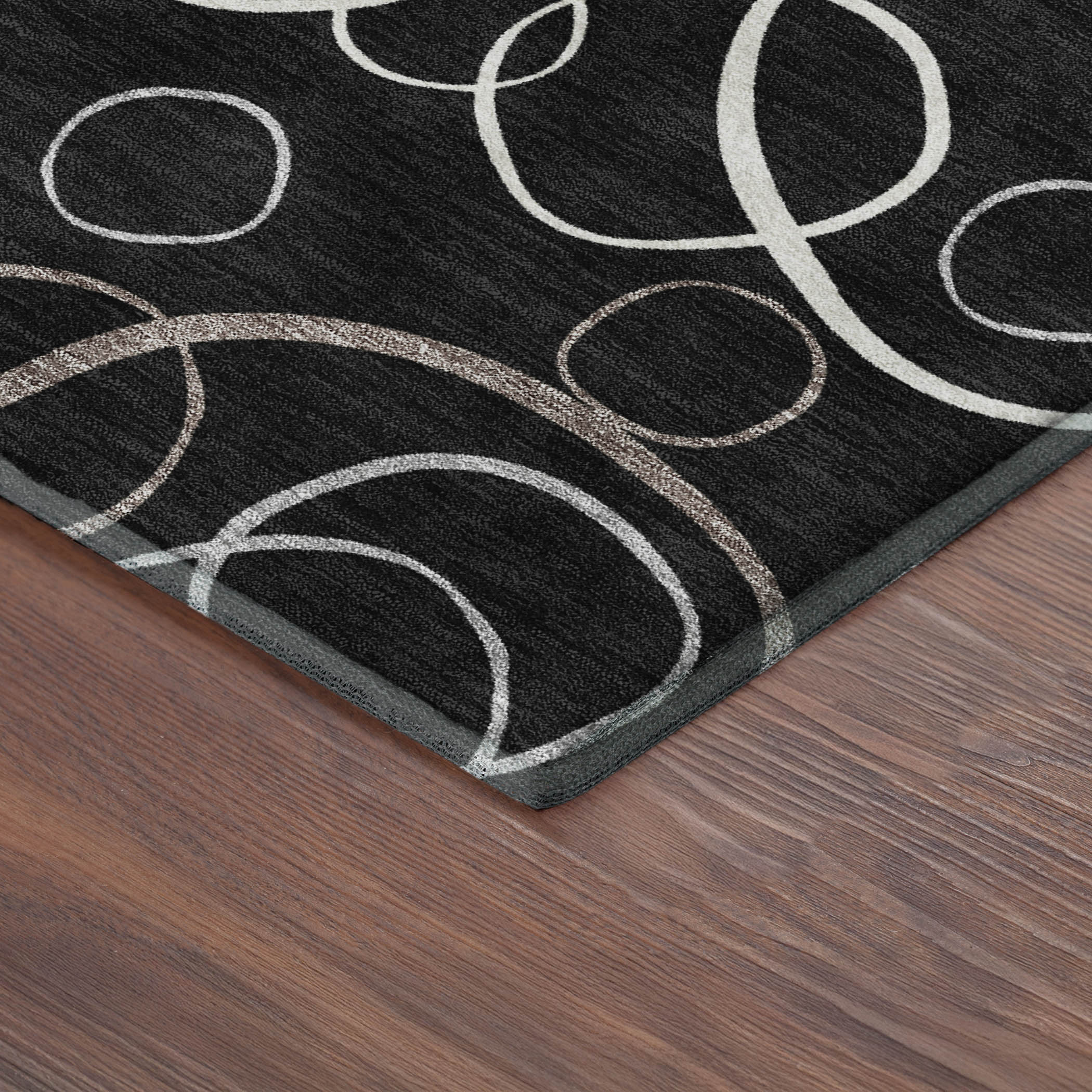 Porto Machine Washable Transitional Black Rug 1'8" x 2'6" #shape_Rectangle