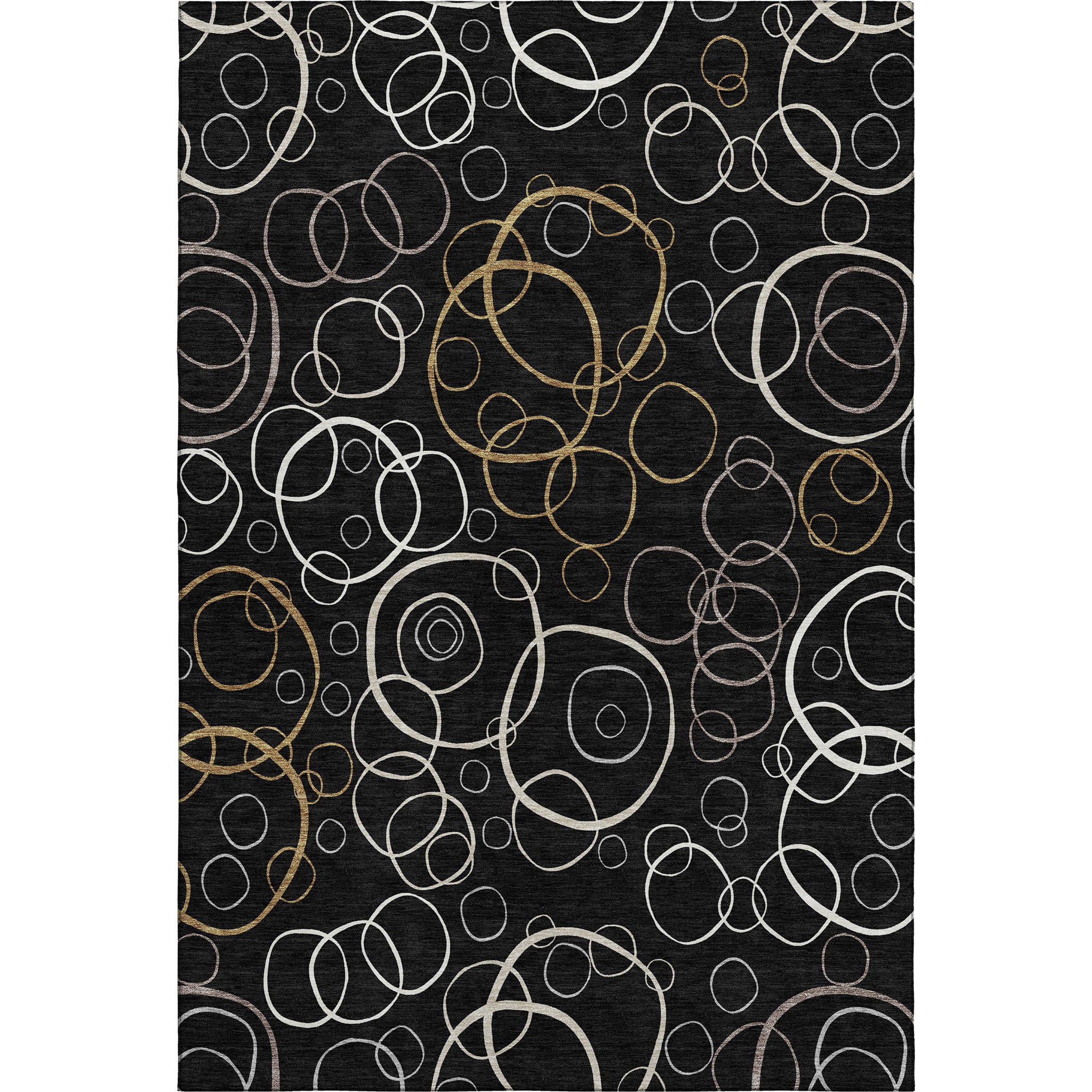 Porto Machine Washable Transitional Black Rug 3' x 5' #shape_Rectangle