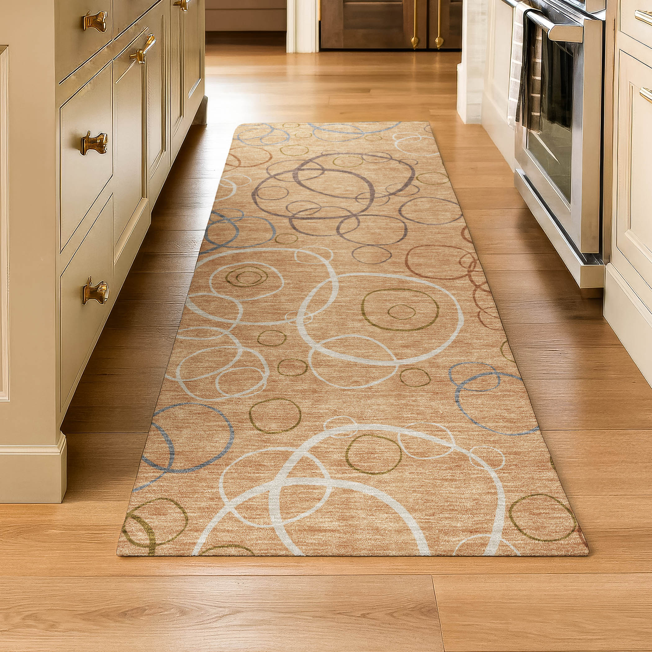 Porto Machine Washable Transitional Copper Orange Rug 2'3" x 7'6" #shape_Runner