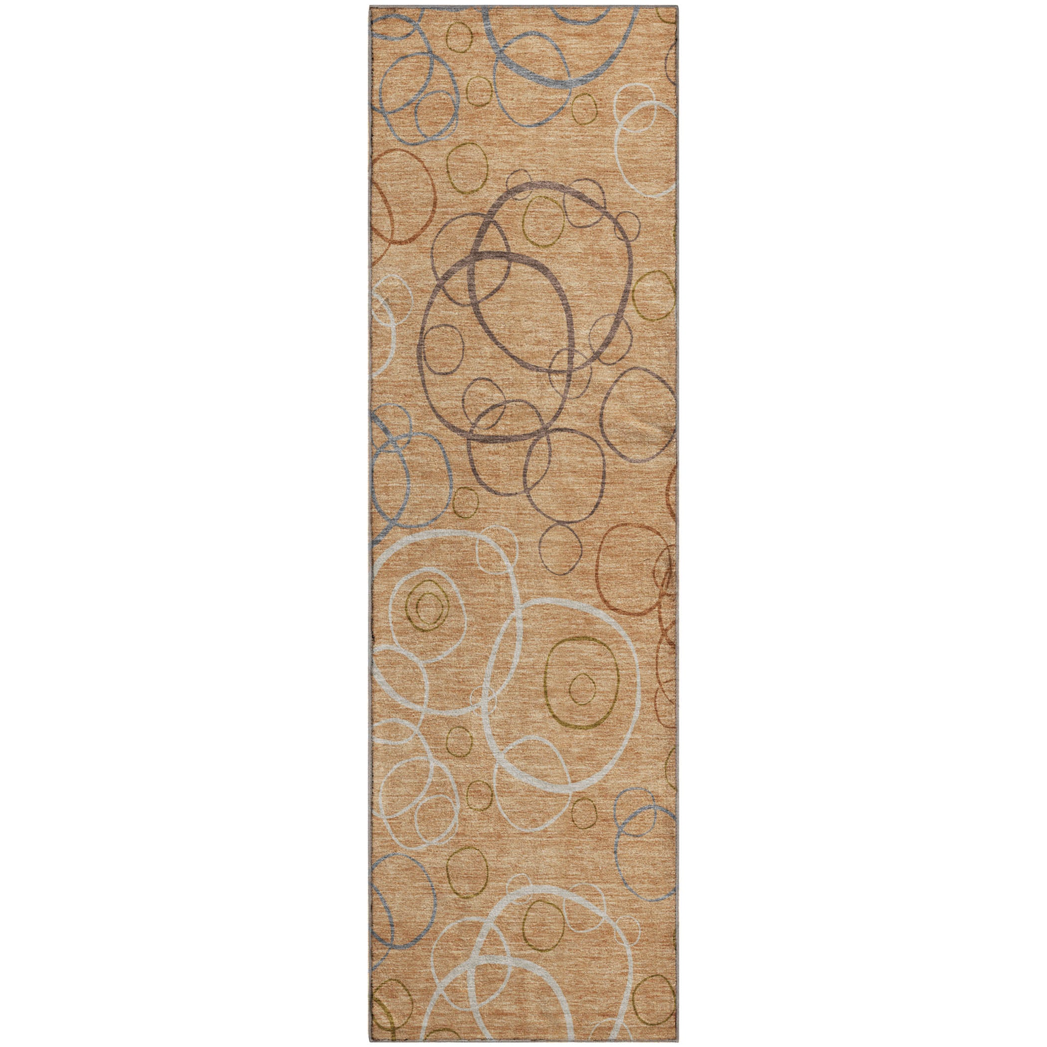 Porto Machine Washable Transitional Copper Orange Rug 2'3" x 7'6" #shape_Runner