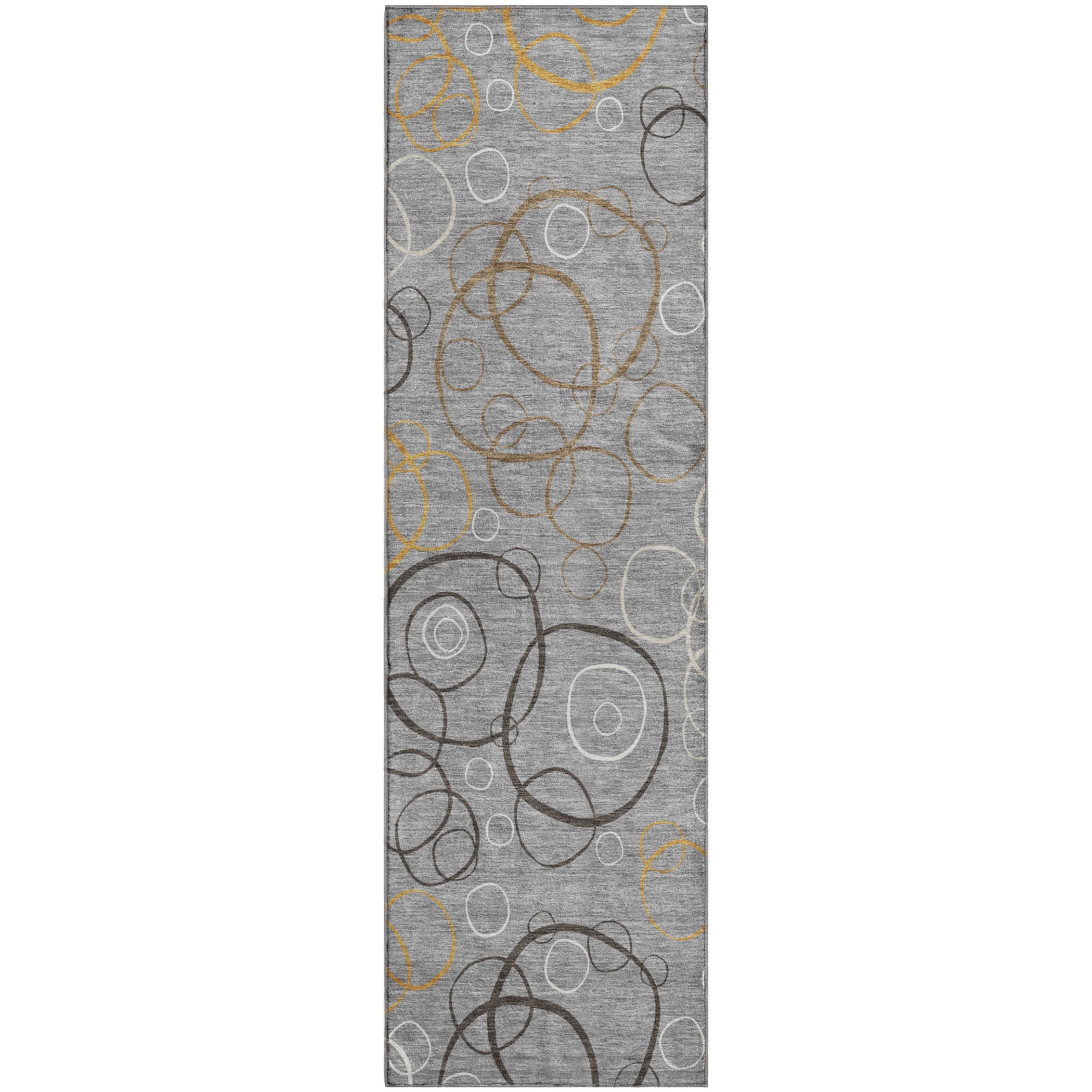 Porto Machine Washable Transitional Gray Rug 2'3" x 7'6" #shape_Runner