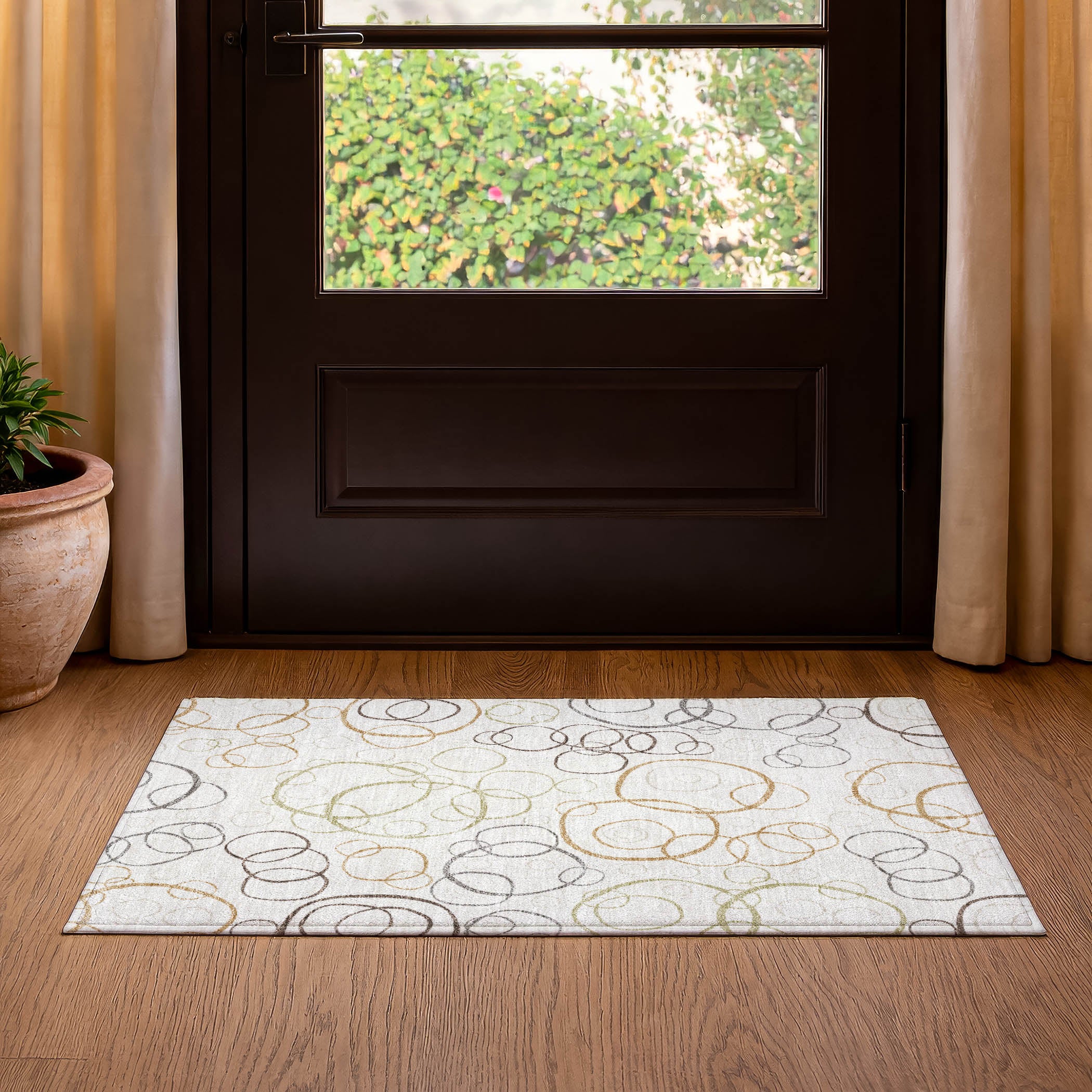 Porto Machine Washable Transitional Ivory Rug 1'8" x 2'6" #shape_Rectangle