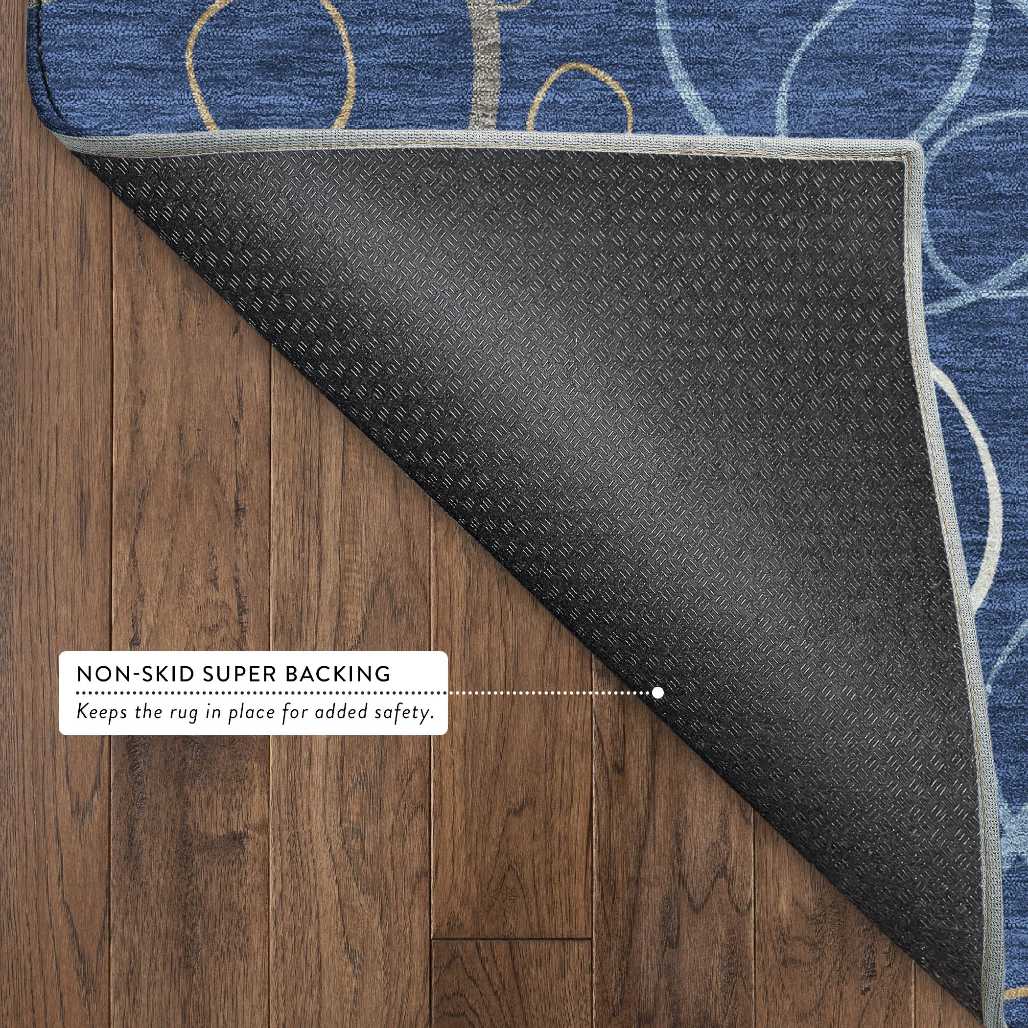 Porto Machine Washable Transitional Navy Blue Rug 1'8" x 2'6" #shape_Rectangle