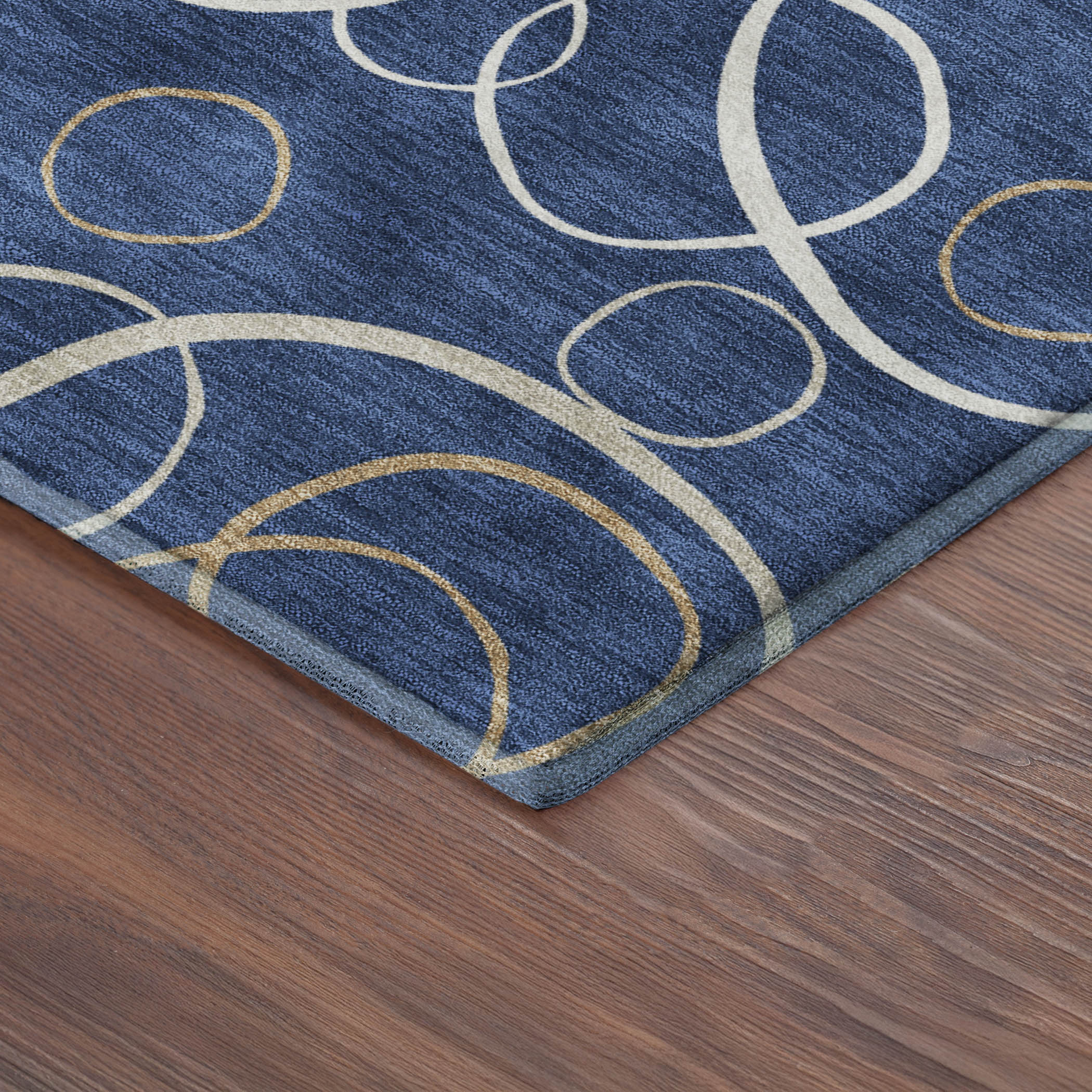 Porto Machine Washable Transitional Navy Blue Rug 1'8" x 2'6" #shape_Rectangle