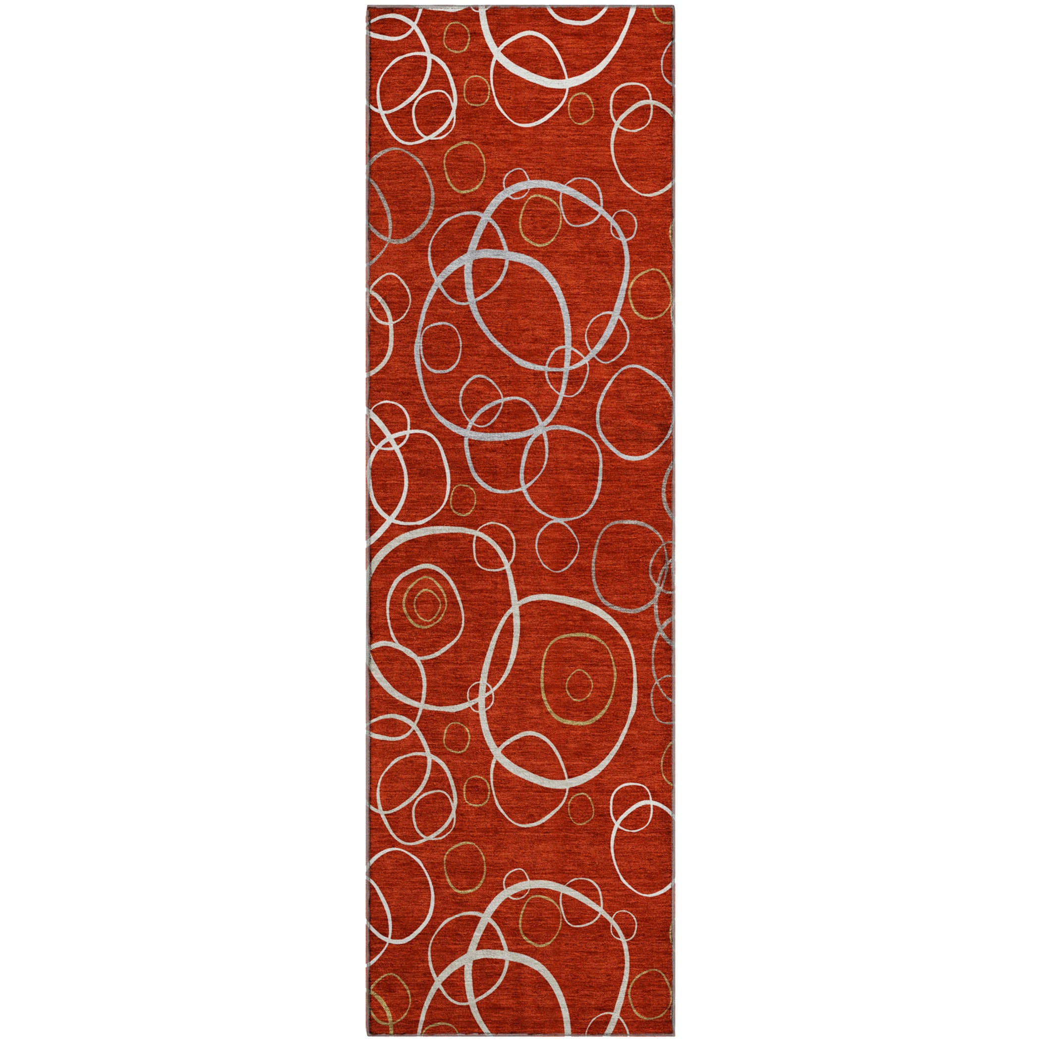 Porto Machine Washable Transitional Red Rug 2'3" x 7'6" #shape_Runner