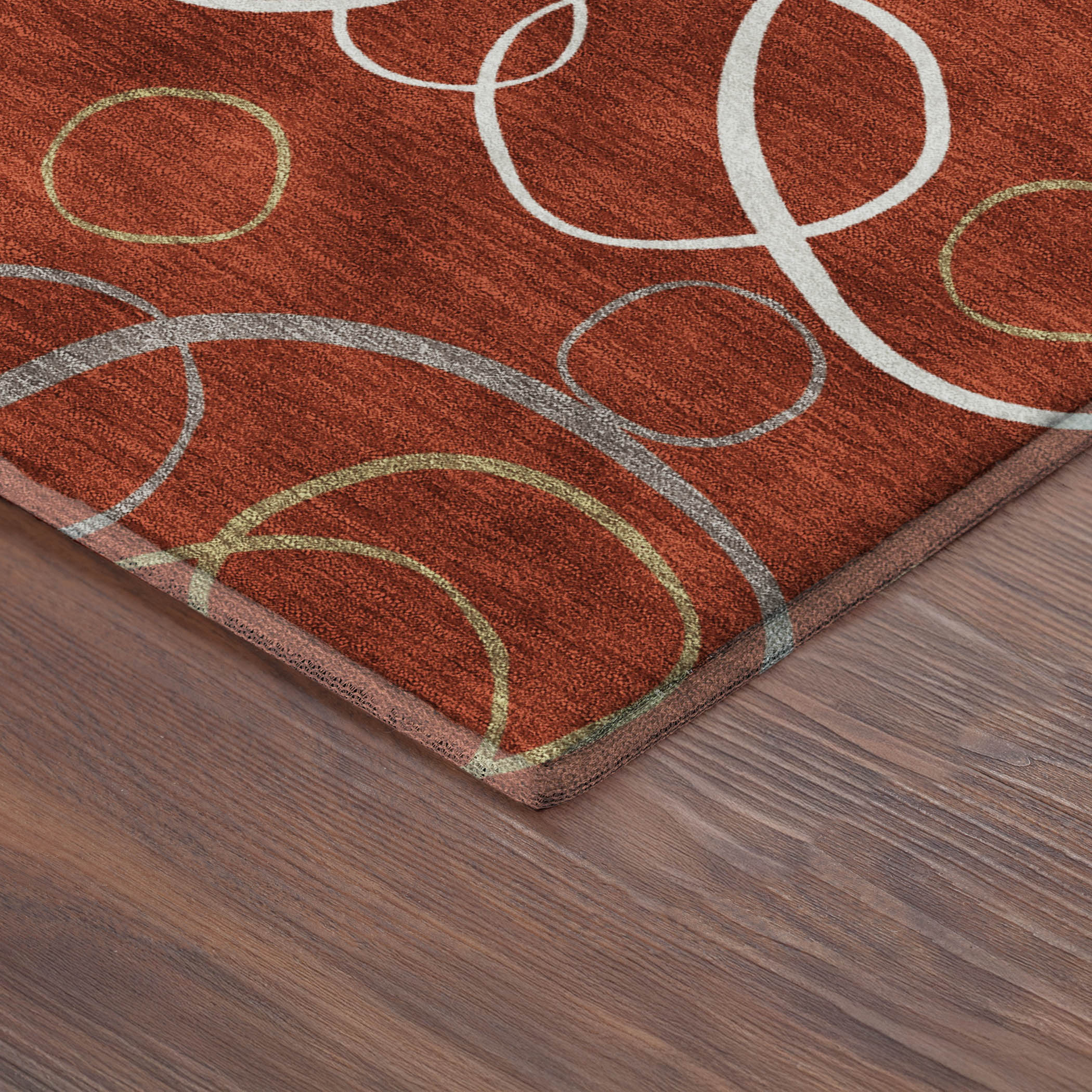 Porto Machine Washable Transitional Red Rug 1'8" x 2'6" #shape_Rectangle