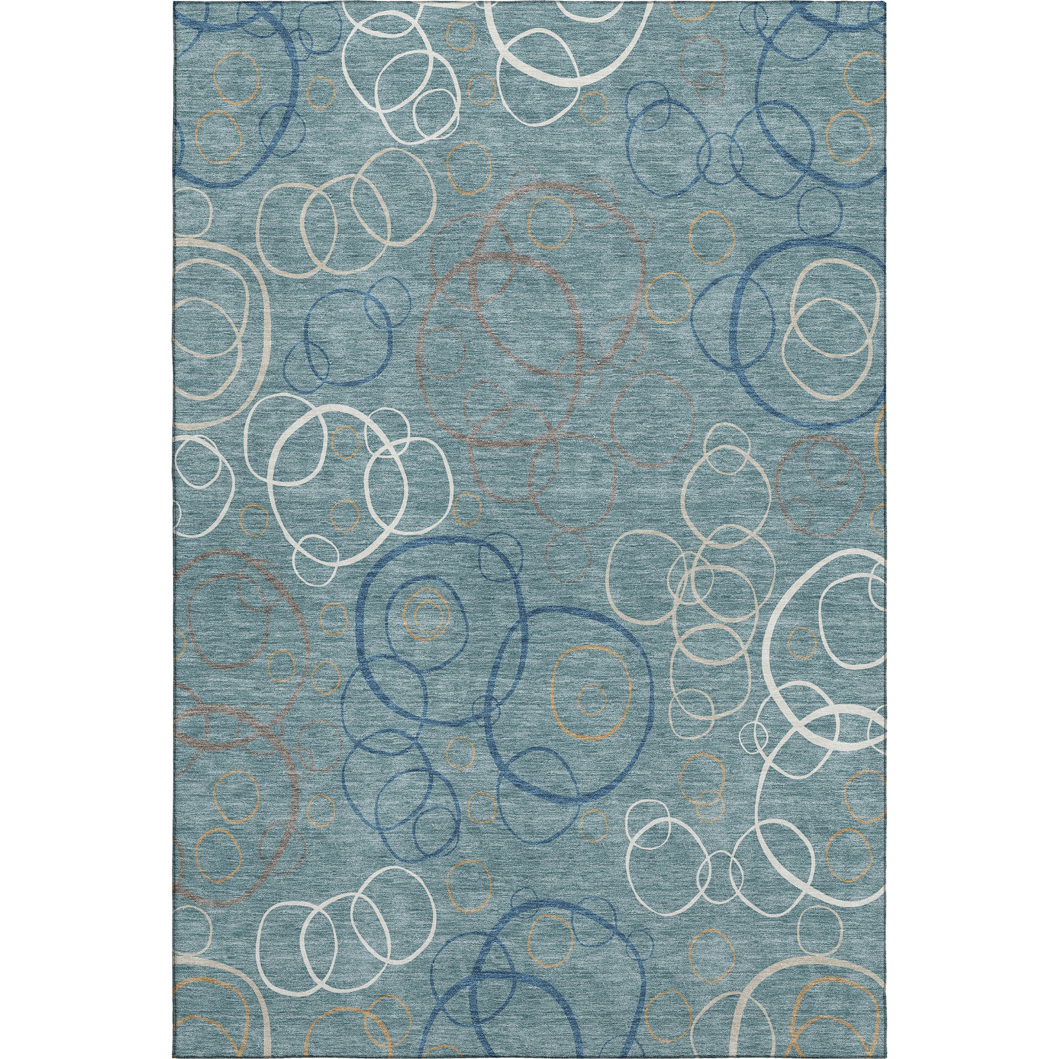Porto Machine Washable Transitional Teal Rug 3' x 5' #shape_Rectangle