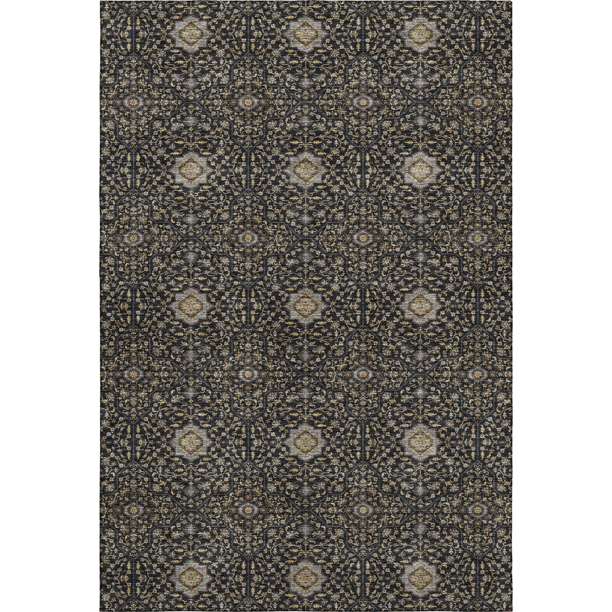 Kotor Machine Washable Transitional Black Rug 3' x 5' #shape_Rectangle