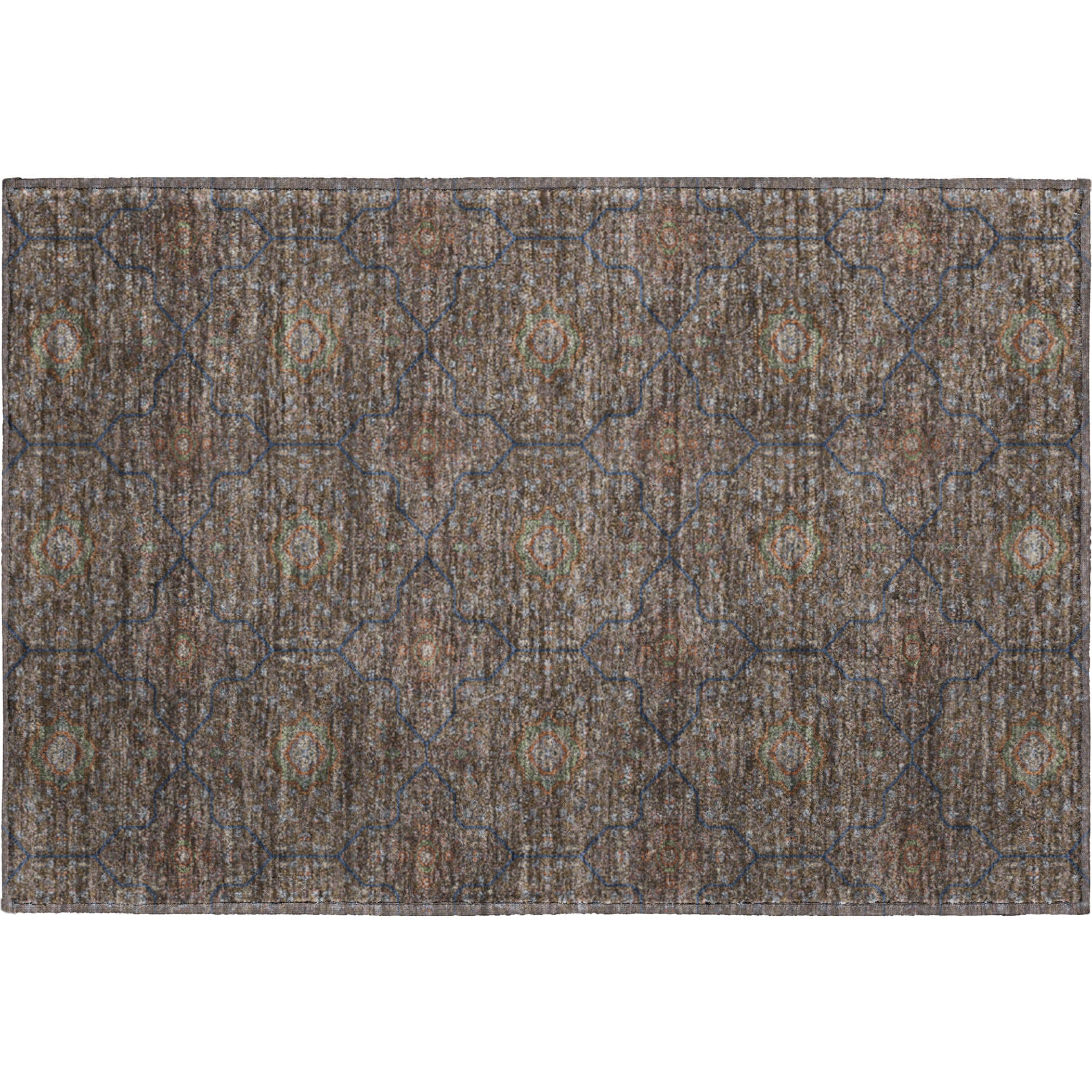 Kotor Machine Washable Transitional Chocolate Brown Rug 1'8" x 2'6" #shape_Rectangle