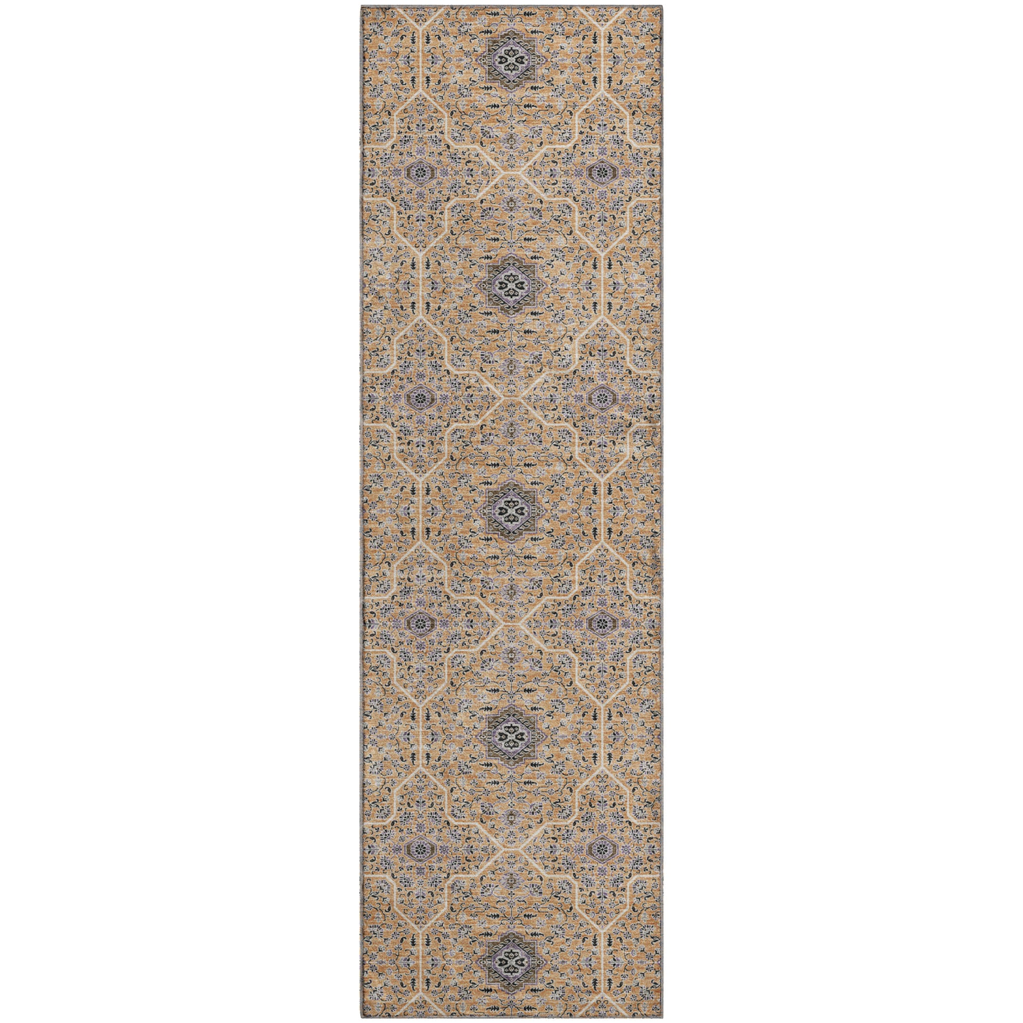 Kotor Machine Washable Transitional Copper Orange Rug 2'3" x 7'6" #shape_Runner