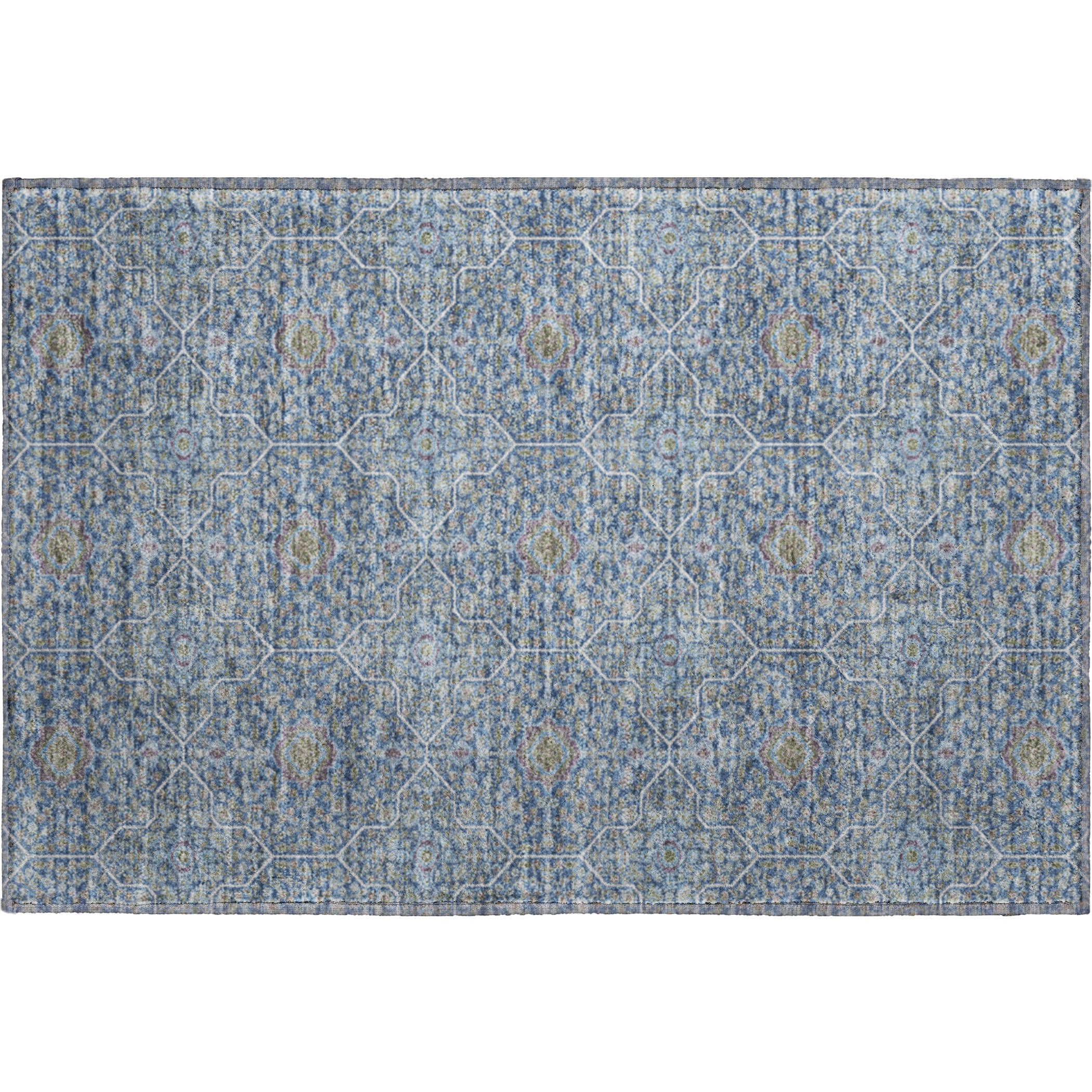 Kotor Machine Washable Transitional Navy Blue Rug 1'8" x 2'6" #shape_Rectangle