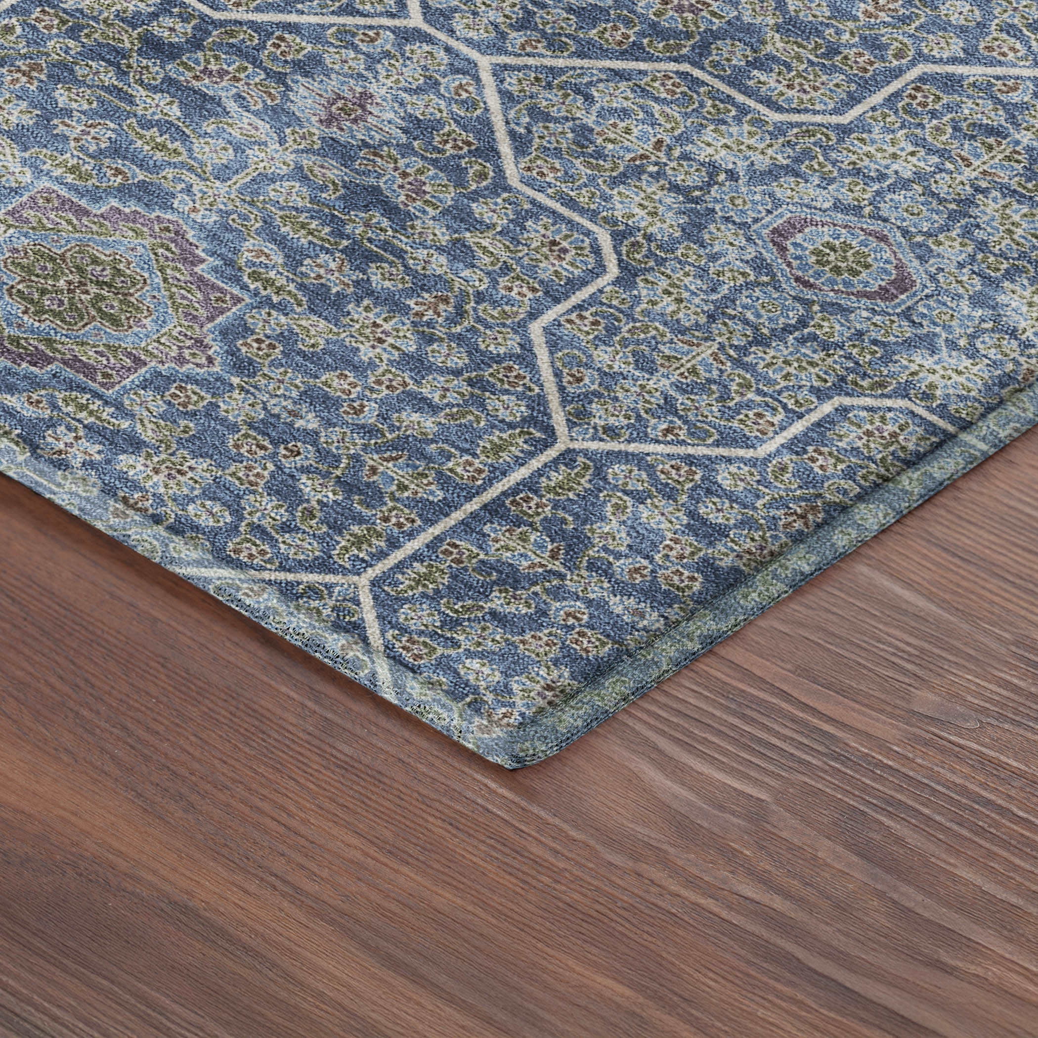 Kotor Machine Washable Transitional Navy Blue Rug 1'8" x 2'6" #shape_Rectangle