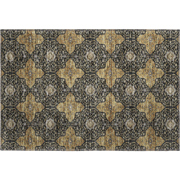 Cairo Machine Washable Transitional Black Rug 1'8" x 2'6"