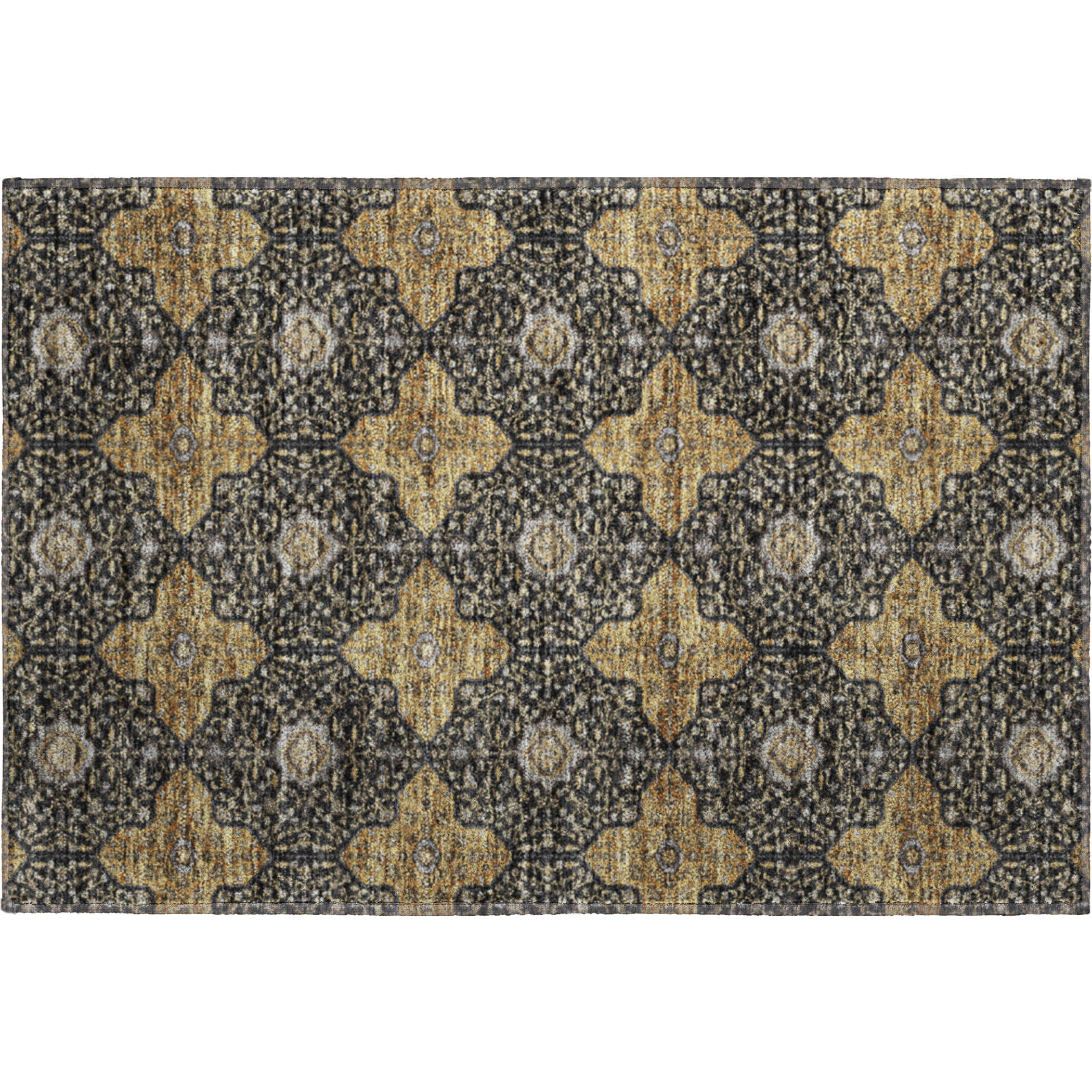 Cairo Machine Washable Transitional Black Rug 1'8" x 2'6" #shape_Rectangle