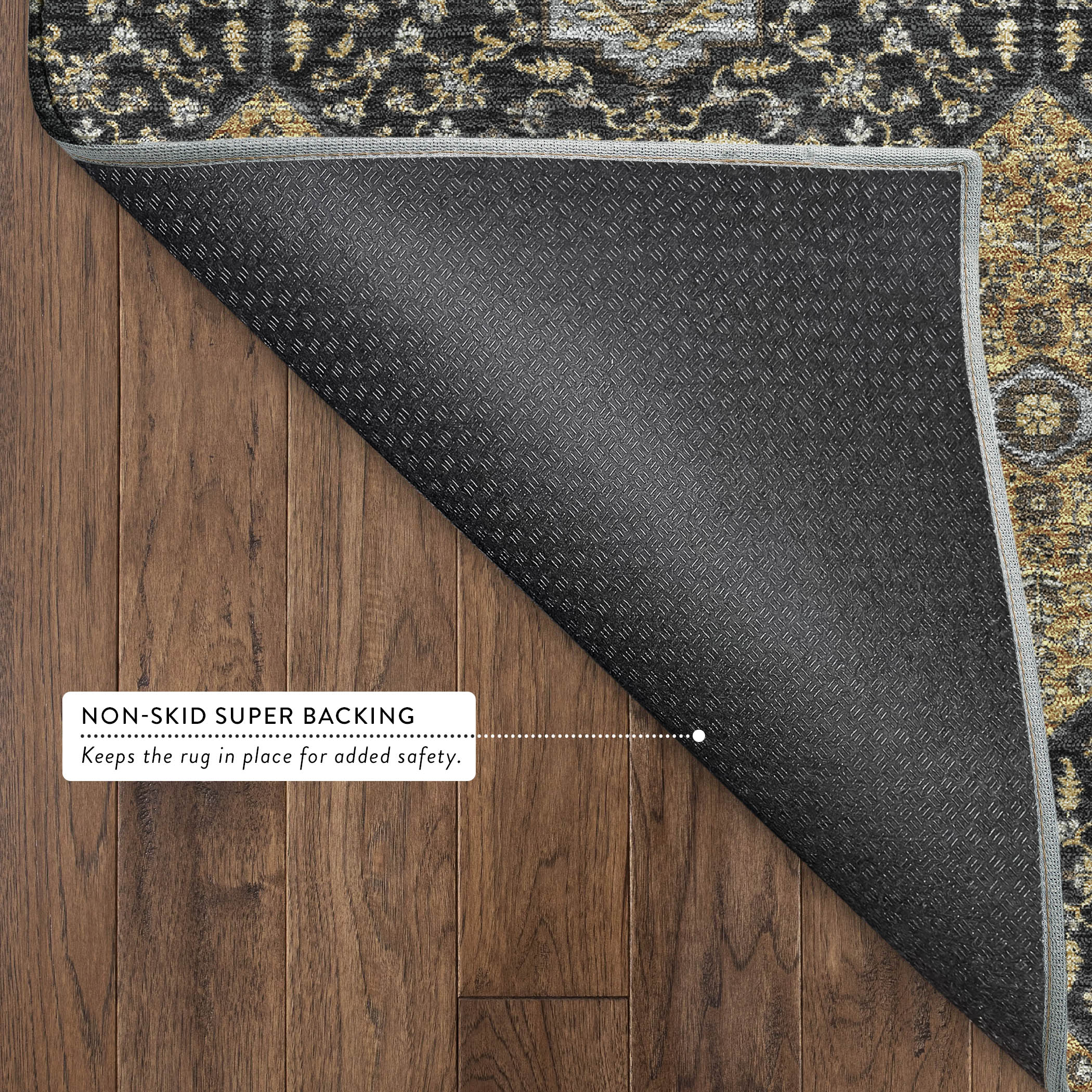 Cairo Machine Washable Transitional Black Rug 1'8" x 2'6" #shape_Rectangle