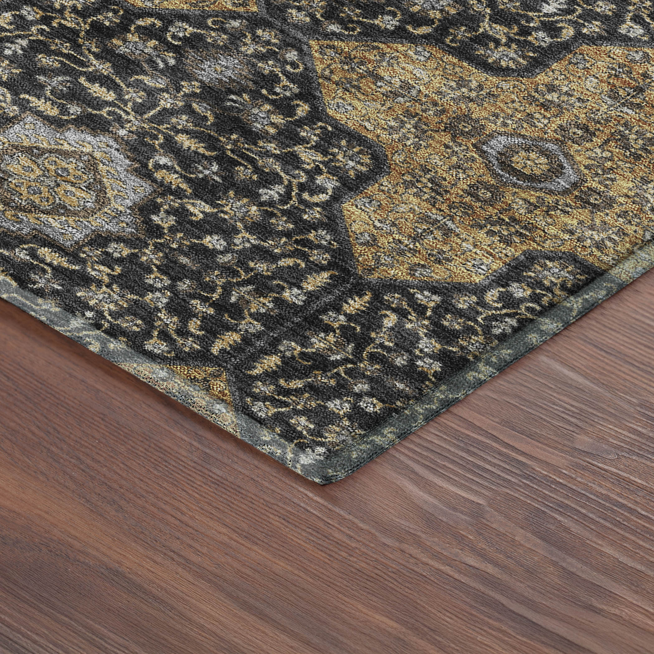 Cairo Machine Washable Transitional Black Rug 1'8" x 2'6" #shape_Rectangle