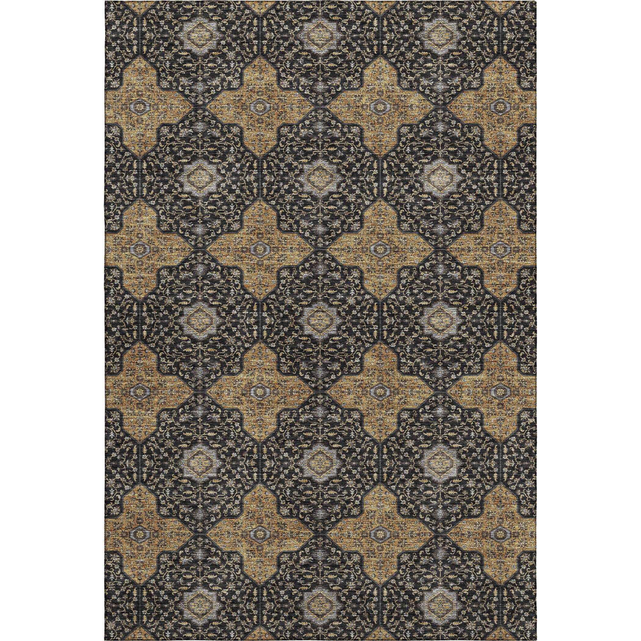 Cairo Machine Washable Transitional Black Rug 3' x 5' #shape_Rectangle