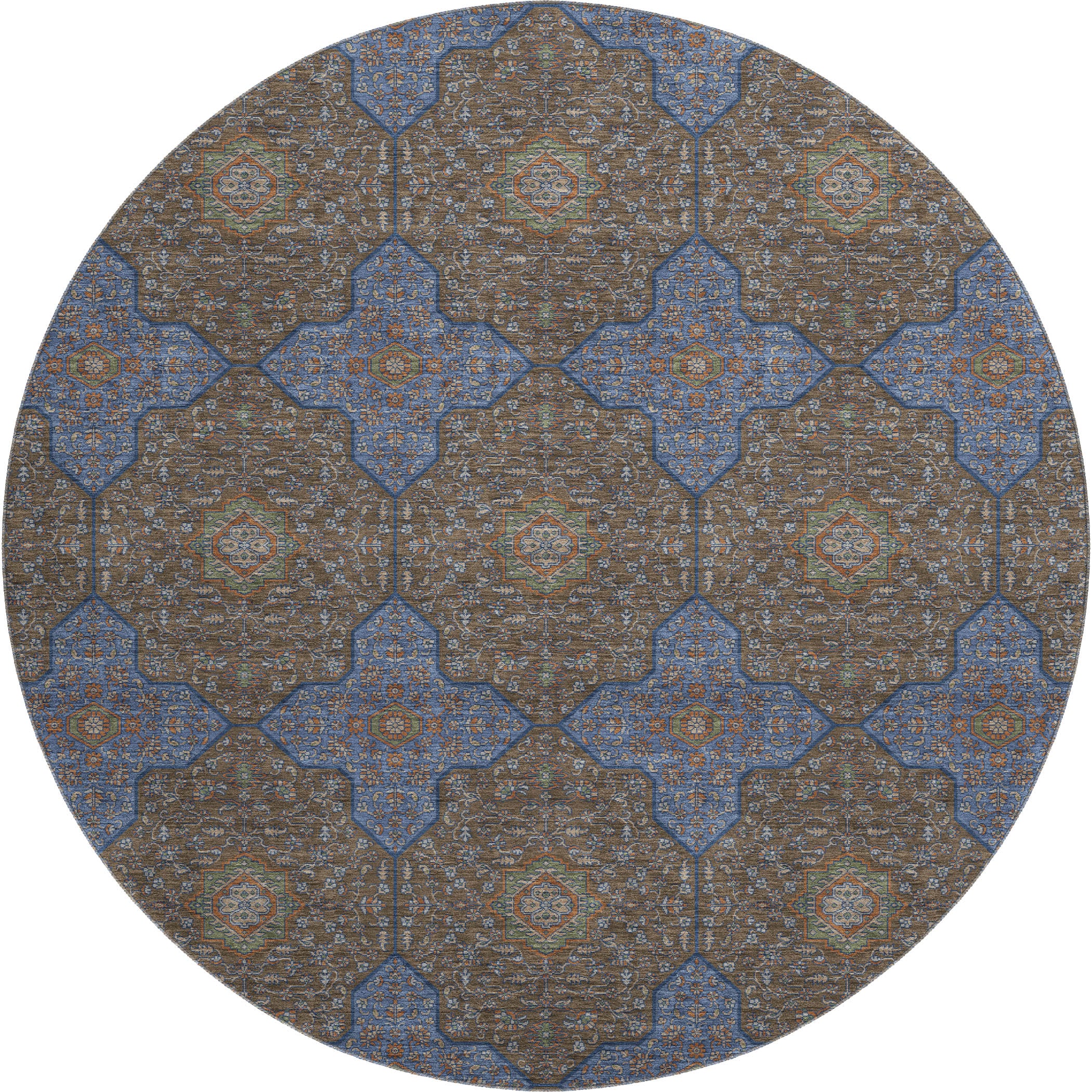 Cairo Machine Washable Contemporary Chocolate Brown Rug 8' x 8' #shape_Round