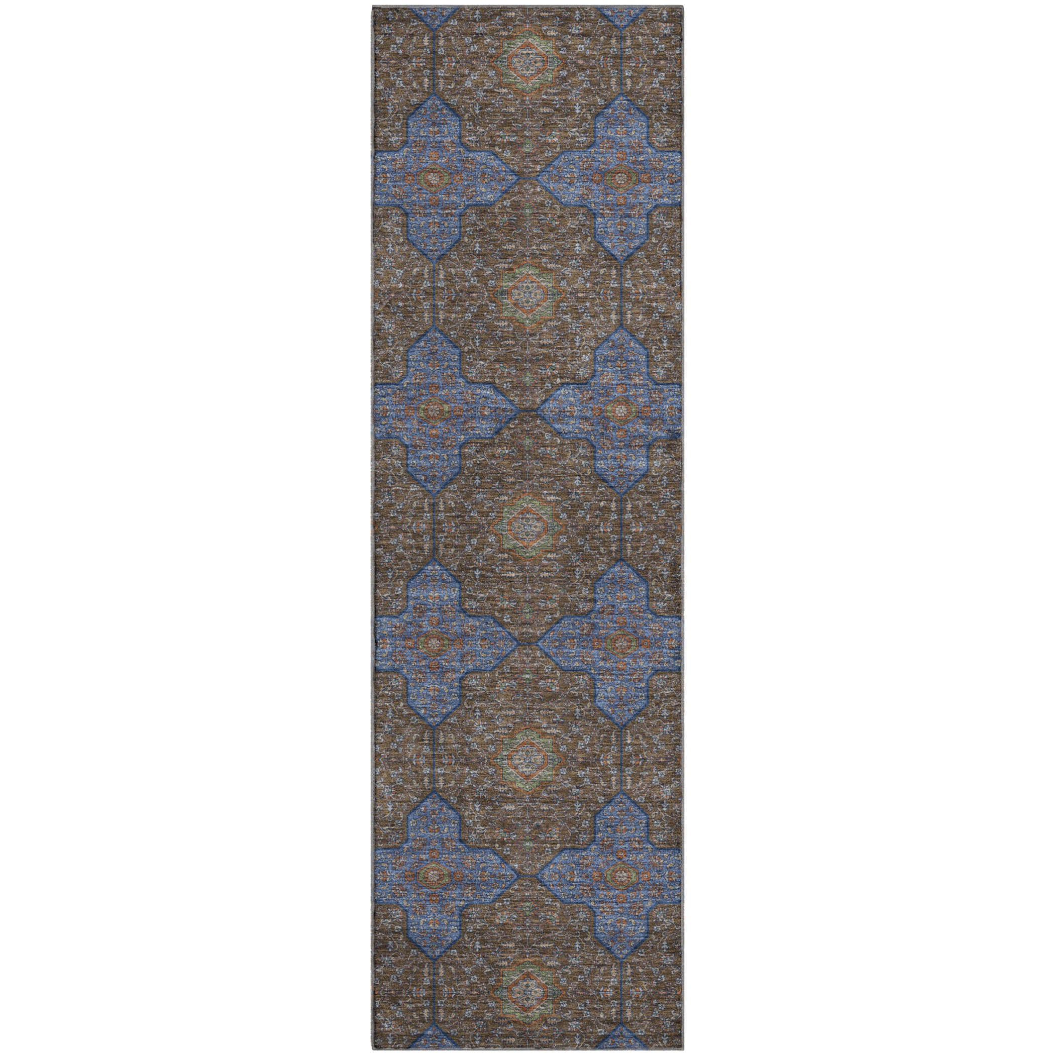 Cairo Machine Washable Contemporary Chocolate Brown Rug 2'3" x 7'6" #shape_Runner