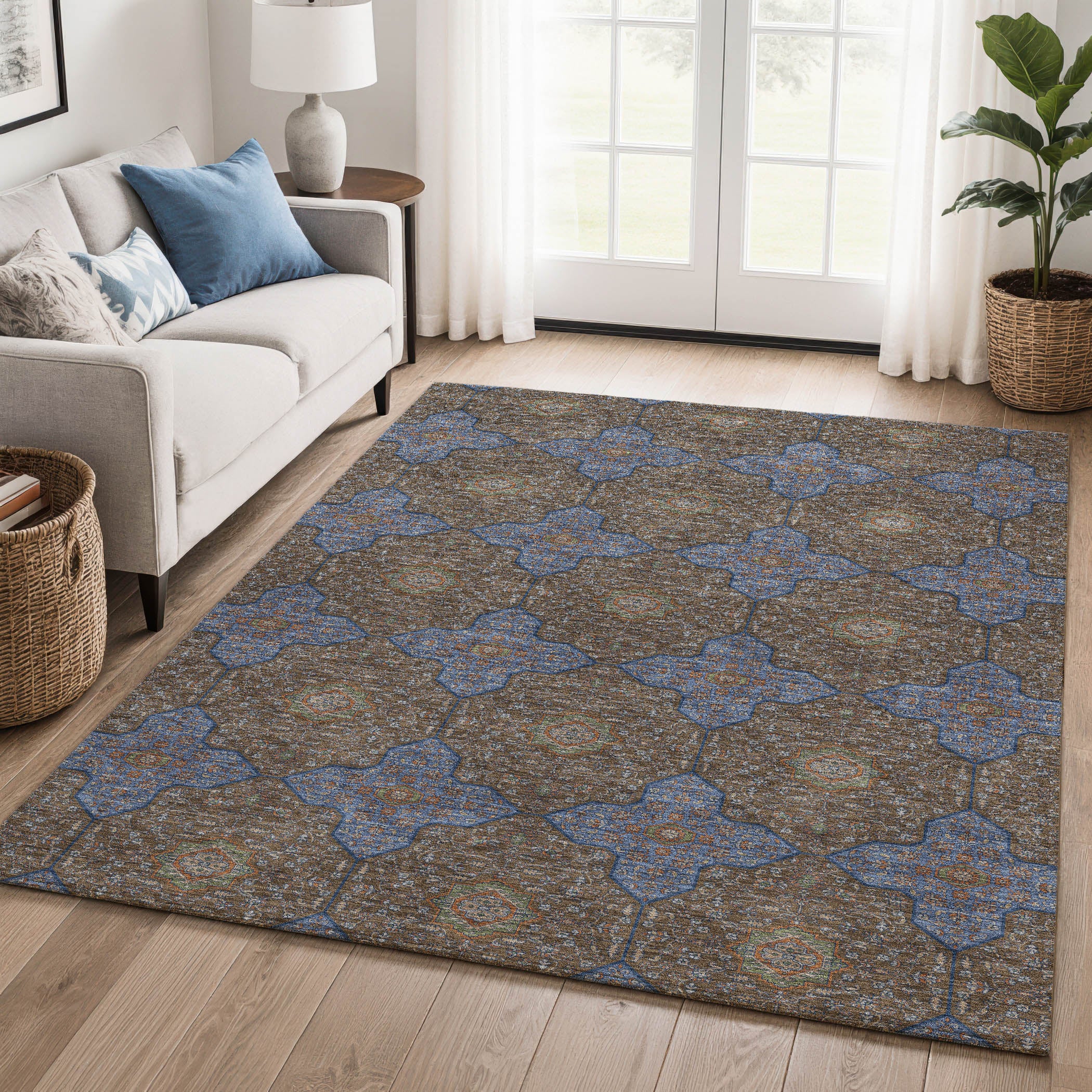 Cairo Machine Washable Contemporary Chocolate Brown Rug 3' x 5' #shape_Rectangle