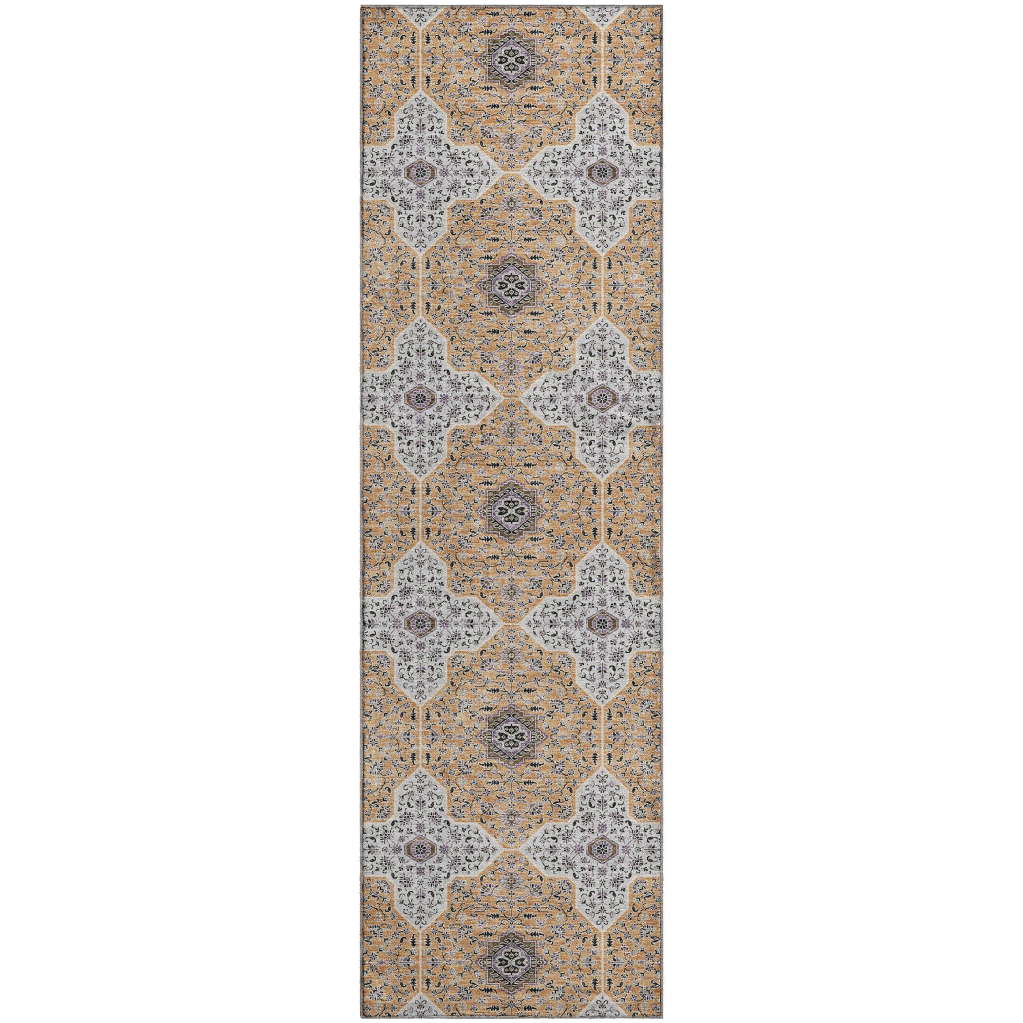 Cairo Machine Washable Contemporary Copper Orange Rug 2'3" x 7'6" #shape_Runner