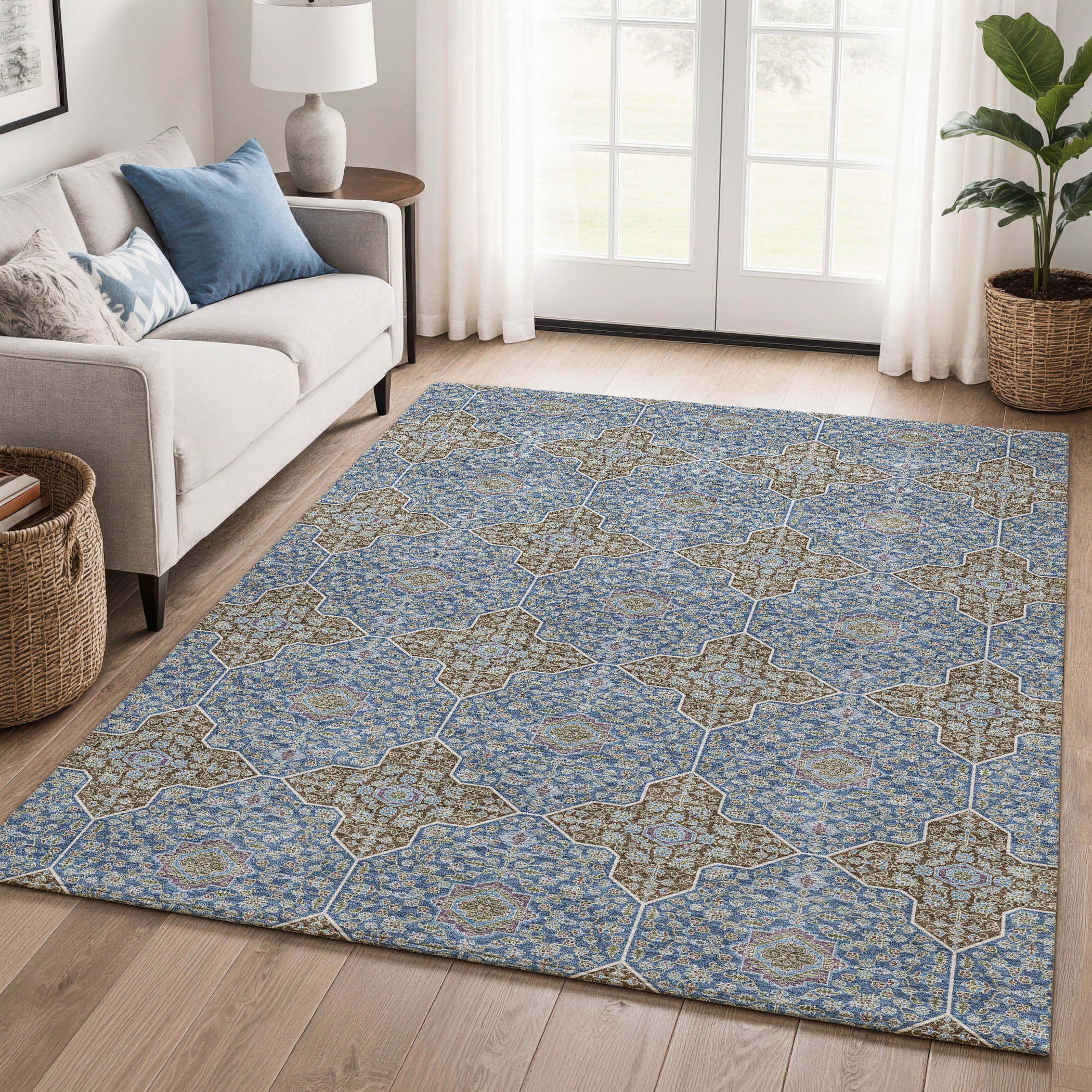 Cairo Machine Washable Contemporary Navy Blue Rug 3' x 5' #shape_Rectangle