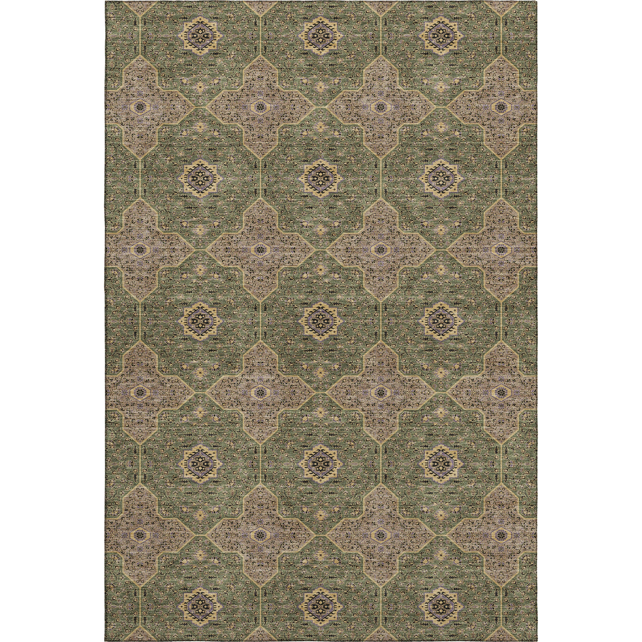 Cairo Machine Washable Contemporary Olive Green Rug 3' x 5' #shape_Rectangle