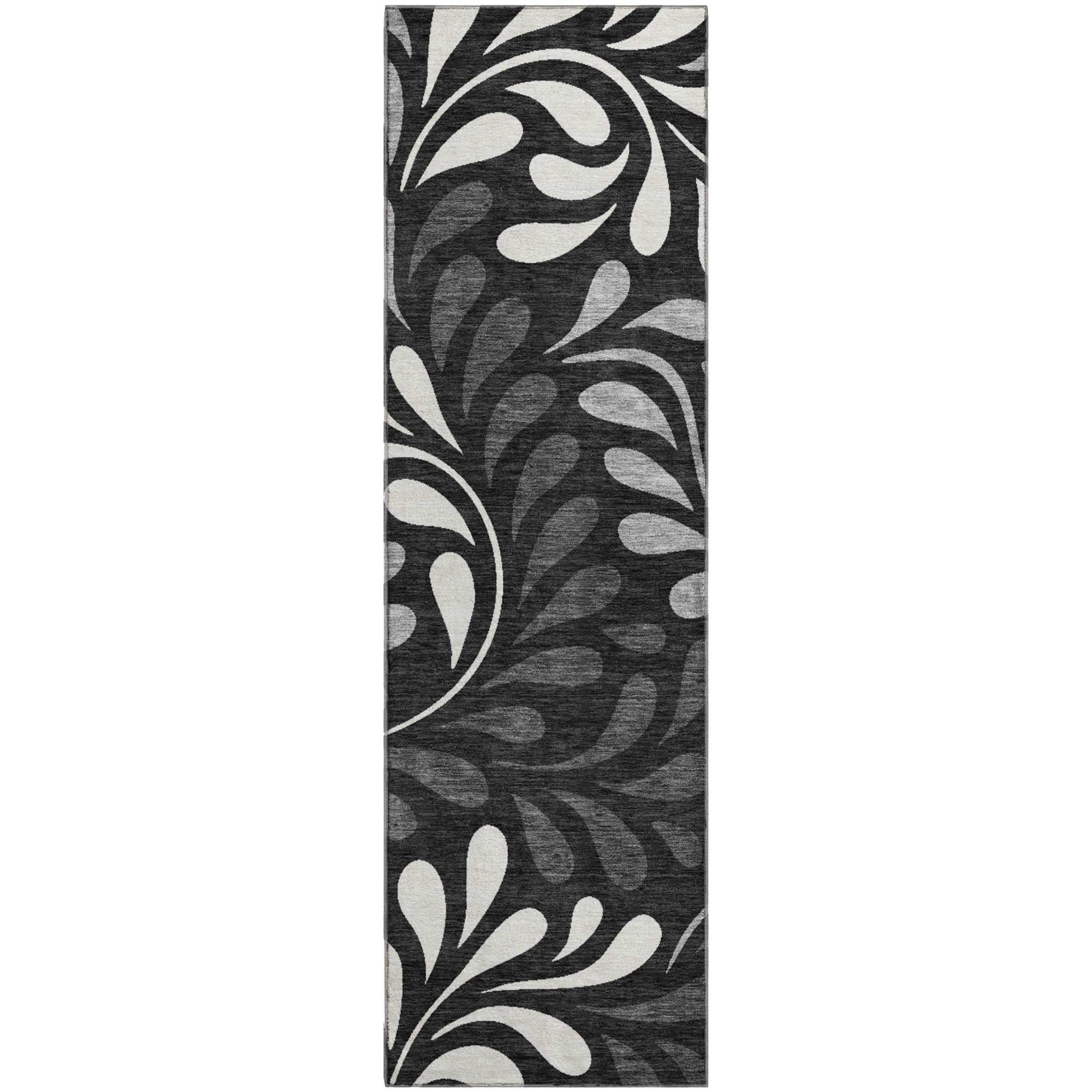 Split Machine Washable Contemporary Black Rug 2'3" x 7'6" #shape_Runner