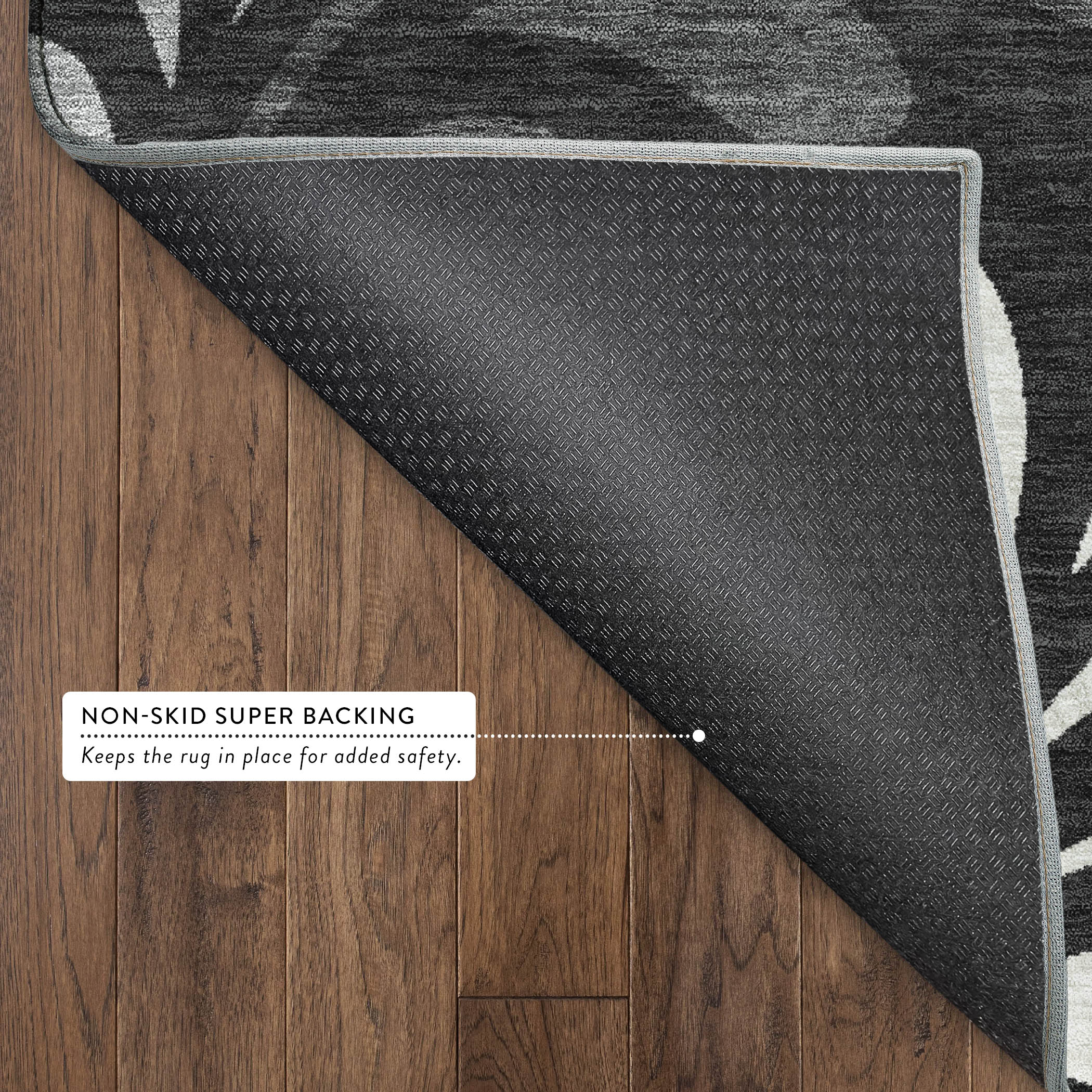 Split Machine Washable Contemporary Black Rug 1'8" x 2'6" #shape_Rectangle