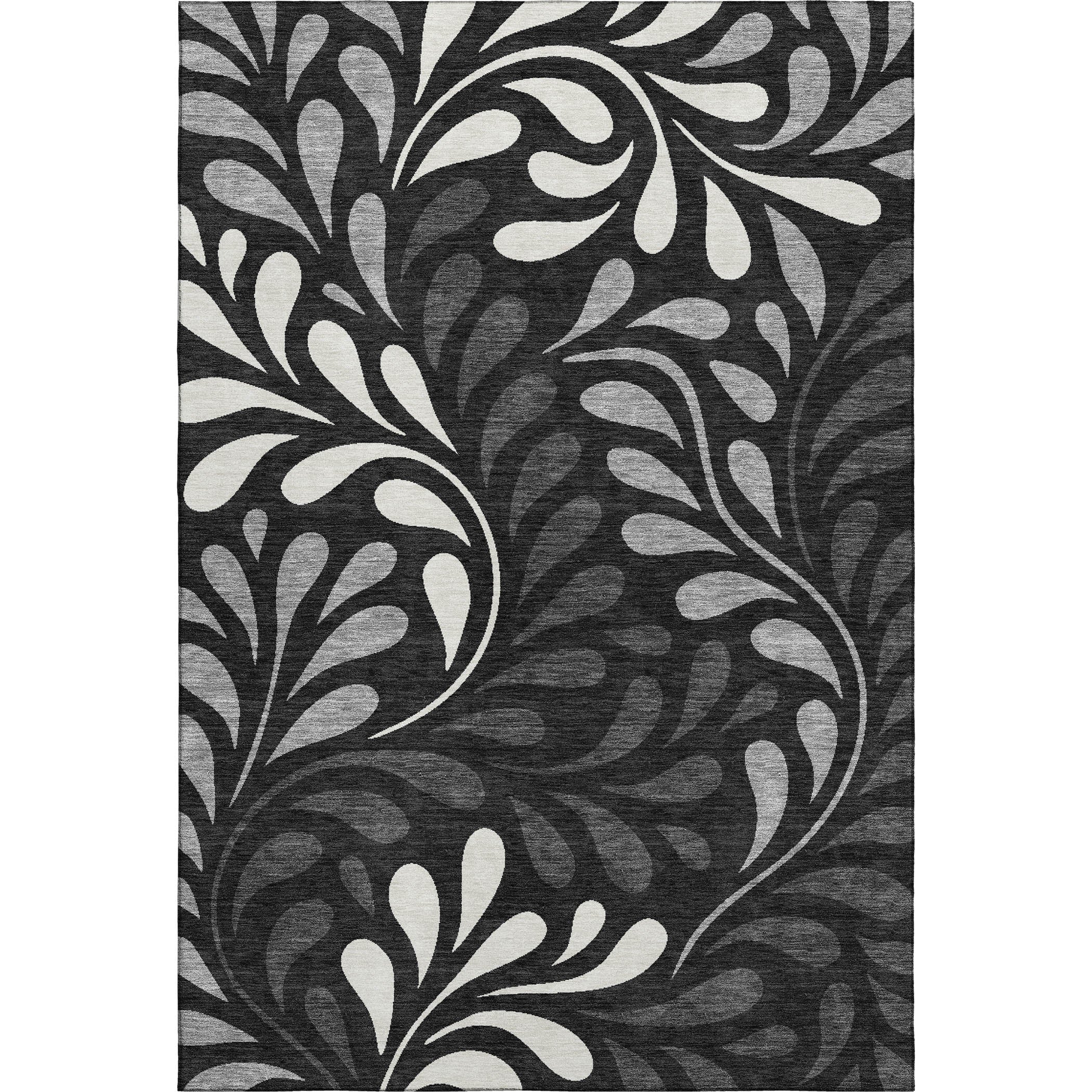 Split Machine Washable Contemporary Black Rug 3' x 5' #shape_Rectangle