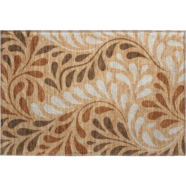 Split Machine Washable Contemporary Copper Orange Rug 1'8" x 2'6"