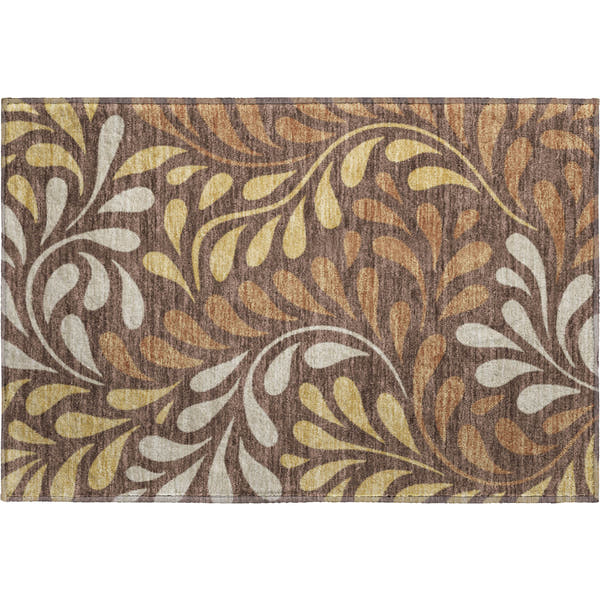 Split Machine Washable Transitional Fudge Brown Rug 1'8" x 2'6"