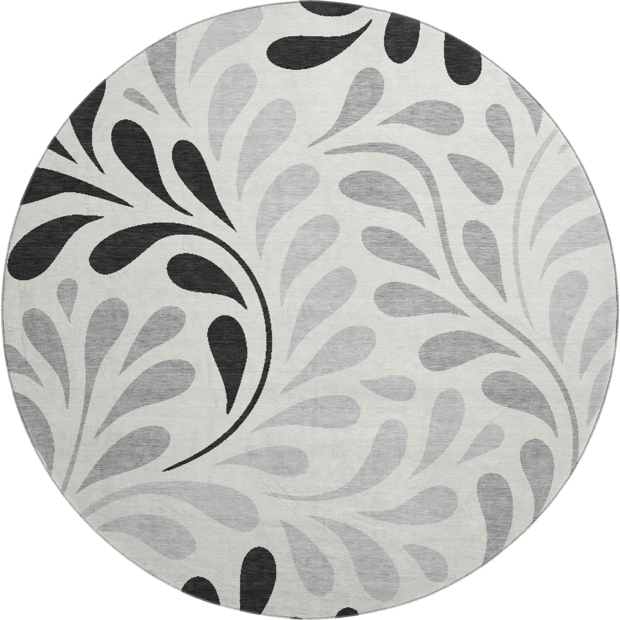 Split Machine Washable Transitional Ivory Rug 8' x 8' #shape_Round