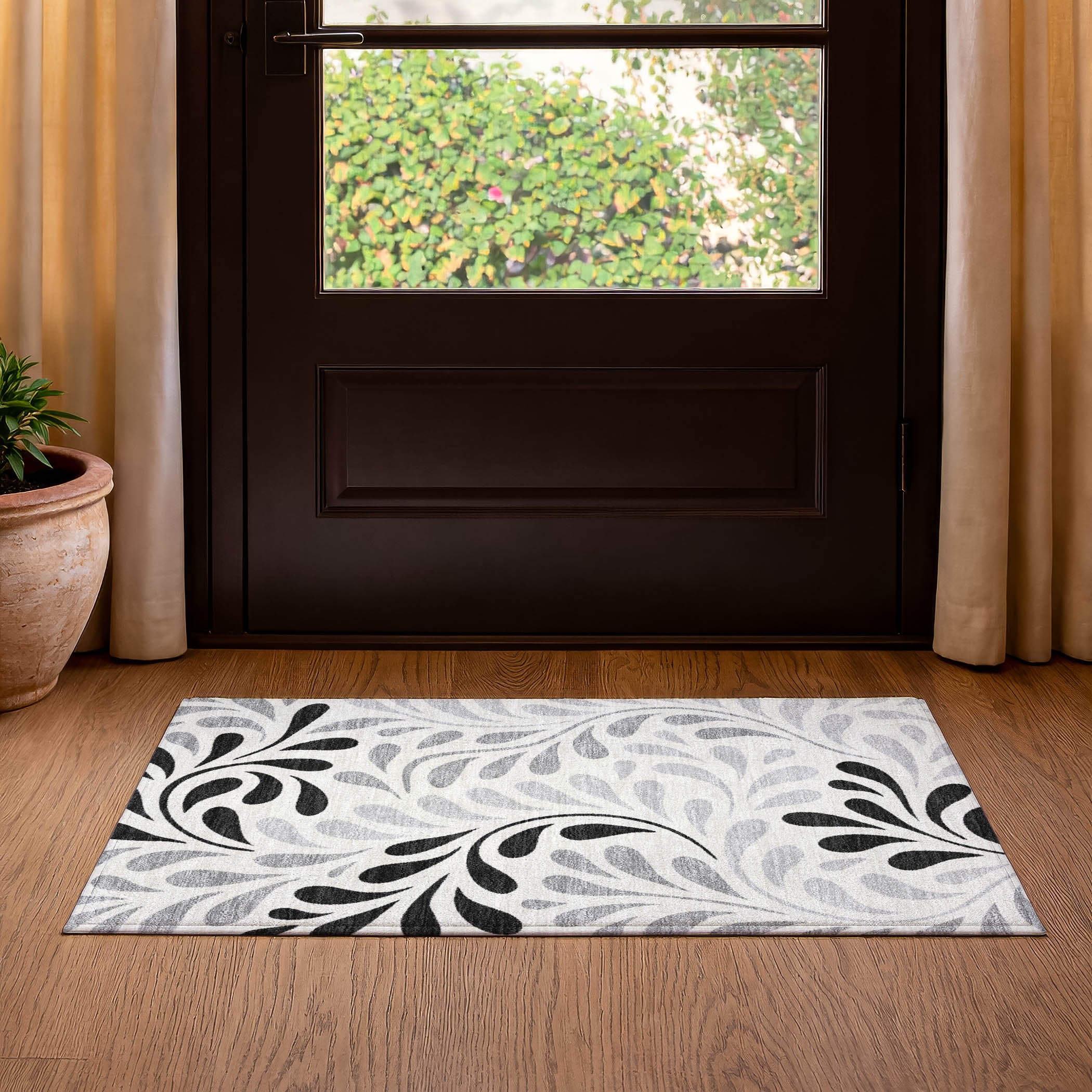 Split Machine Washable Transitional Ivory Rug 1'8" x 2'6" #shape_Rectangle