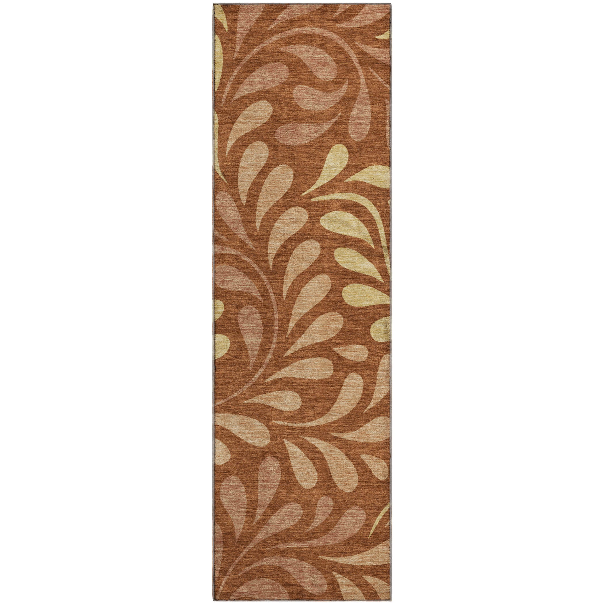 Split Machine Washable Transitional Paprika Orange Rug 2'3" x 7'6" #shape_Runner