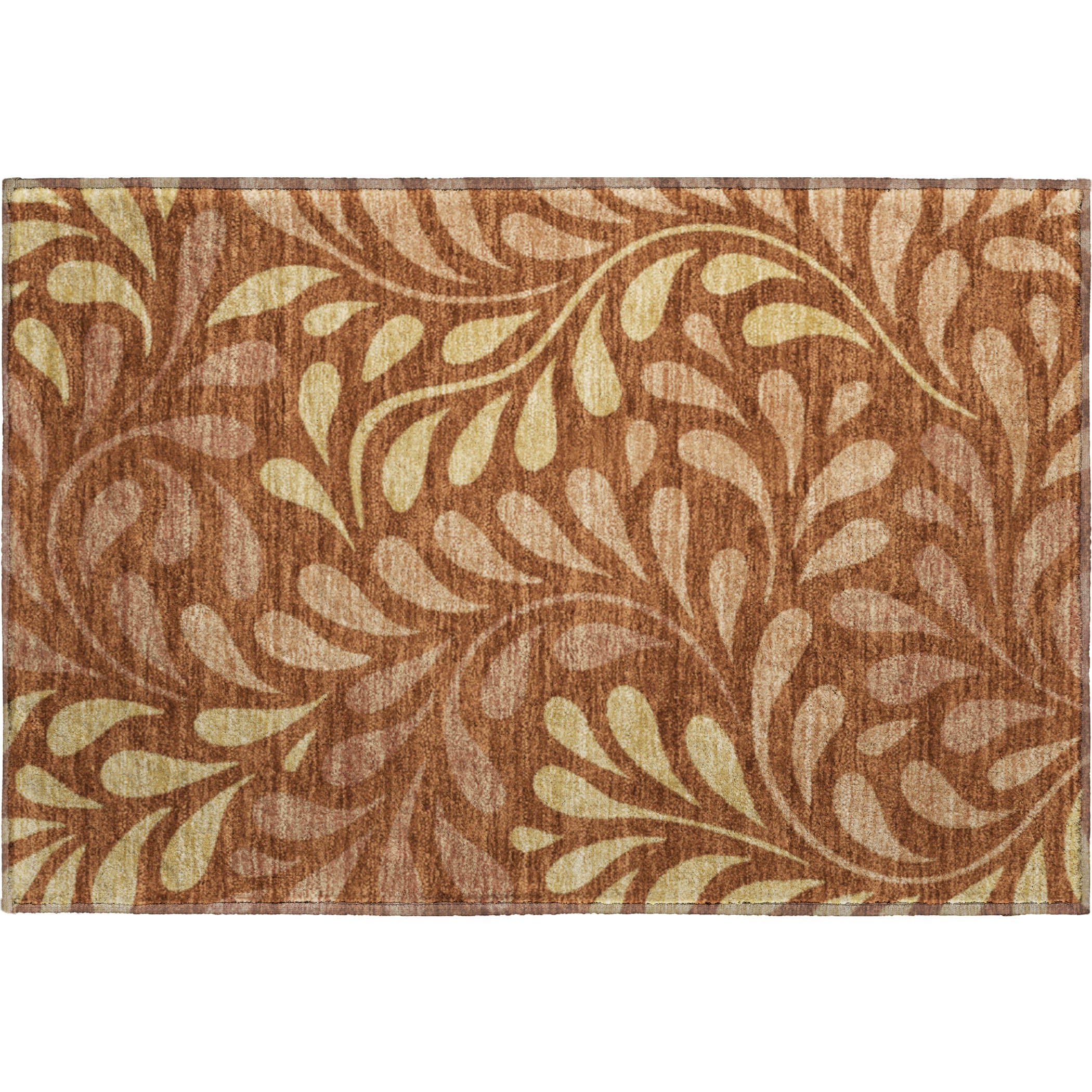 Split Machine Washable Transitional Paprika Orange Rug 1'8" x 2'6" #shape_Rectangle