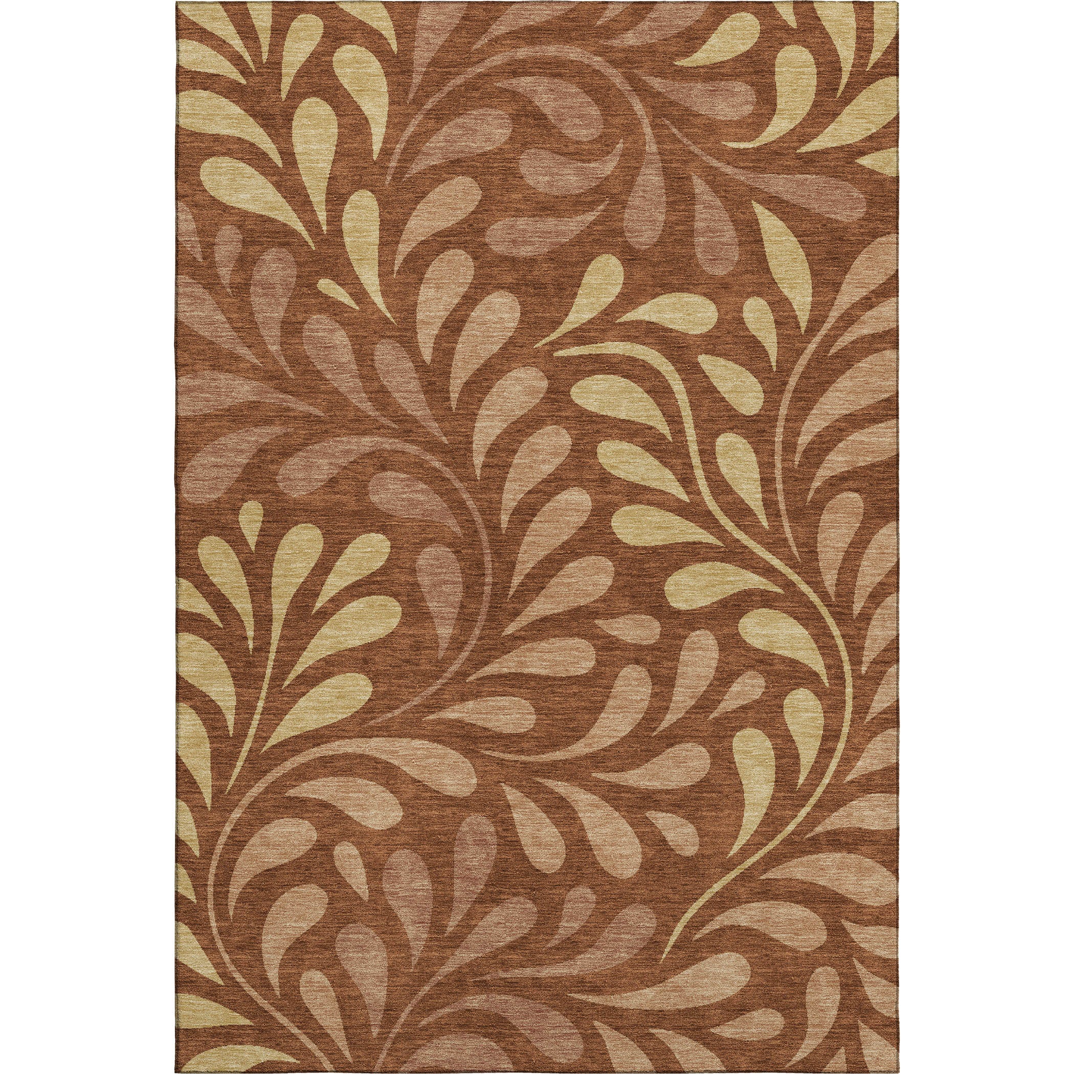Split Machine Washable Transitional Paprika Orange Rug 3' x 5' #shape_Rectangle