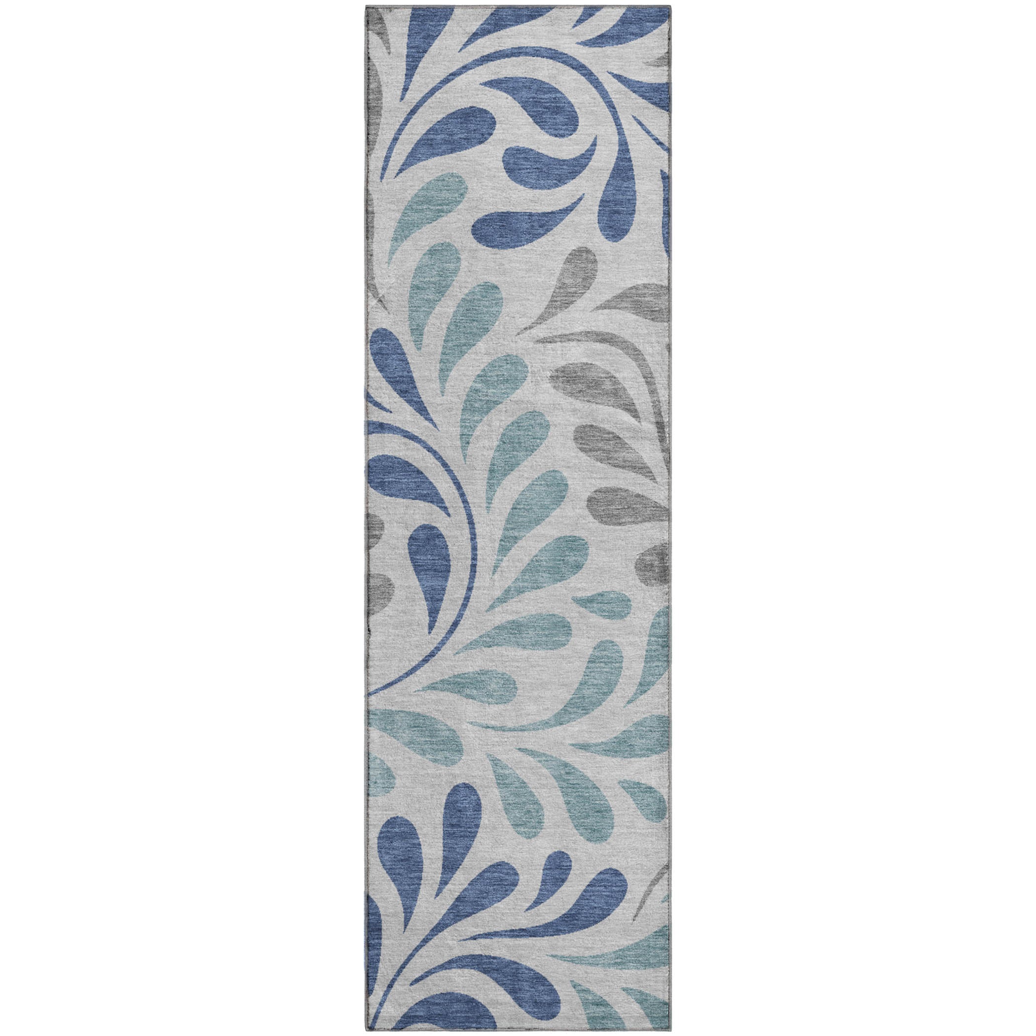 Split Machine Washable Transitional Silver Gray Rug 2'3" x 7'6" #shape_Runner