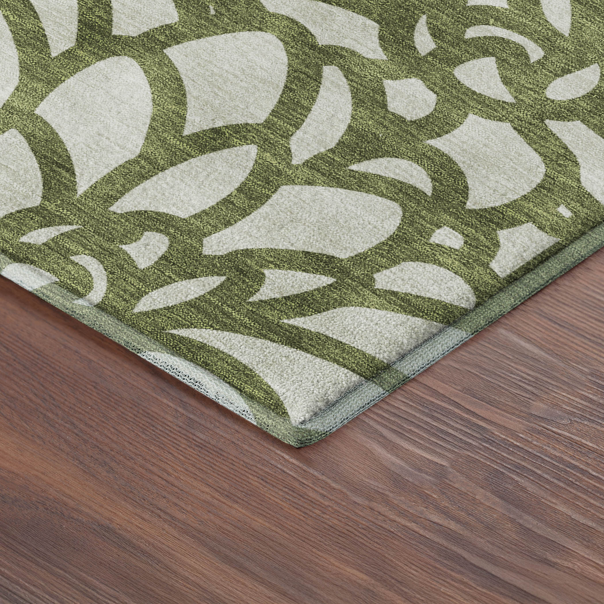 Istanbul Machine Washable Transitional Aloe Green Rug 1'8" x 2'6" #shape_Rectangle