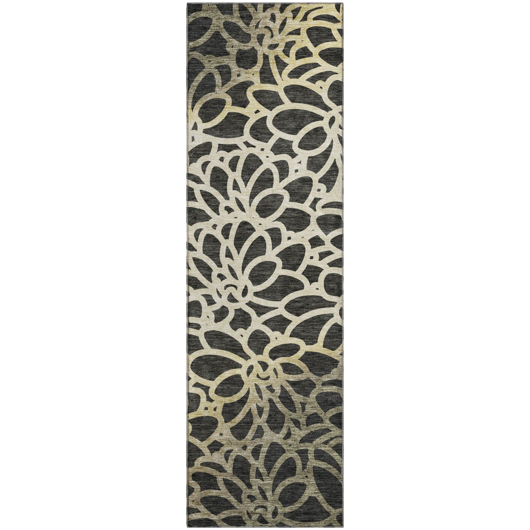 Istanbul Machine Washable Transitional Black Rug 2'3" x 7'6" #shape_Runner